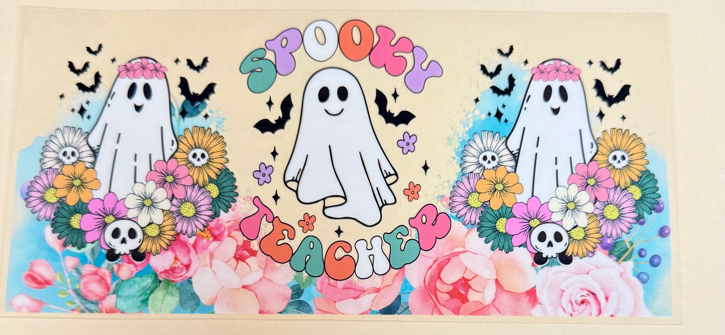 C450- (1PC) SPOOKY TEACHER 16OZ UV DTF Transfer Wrap/Sticker for Cup/Tumbler