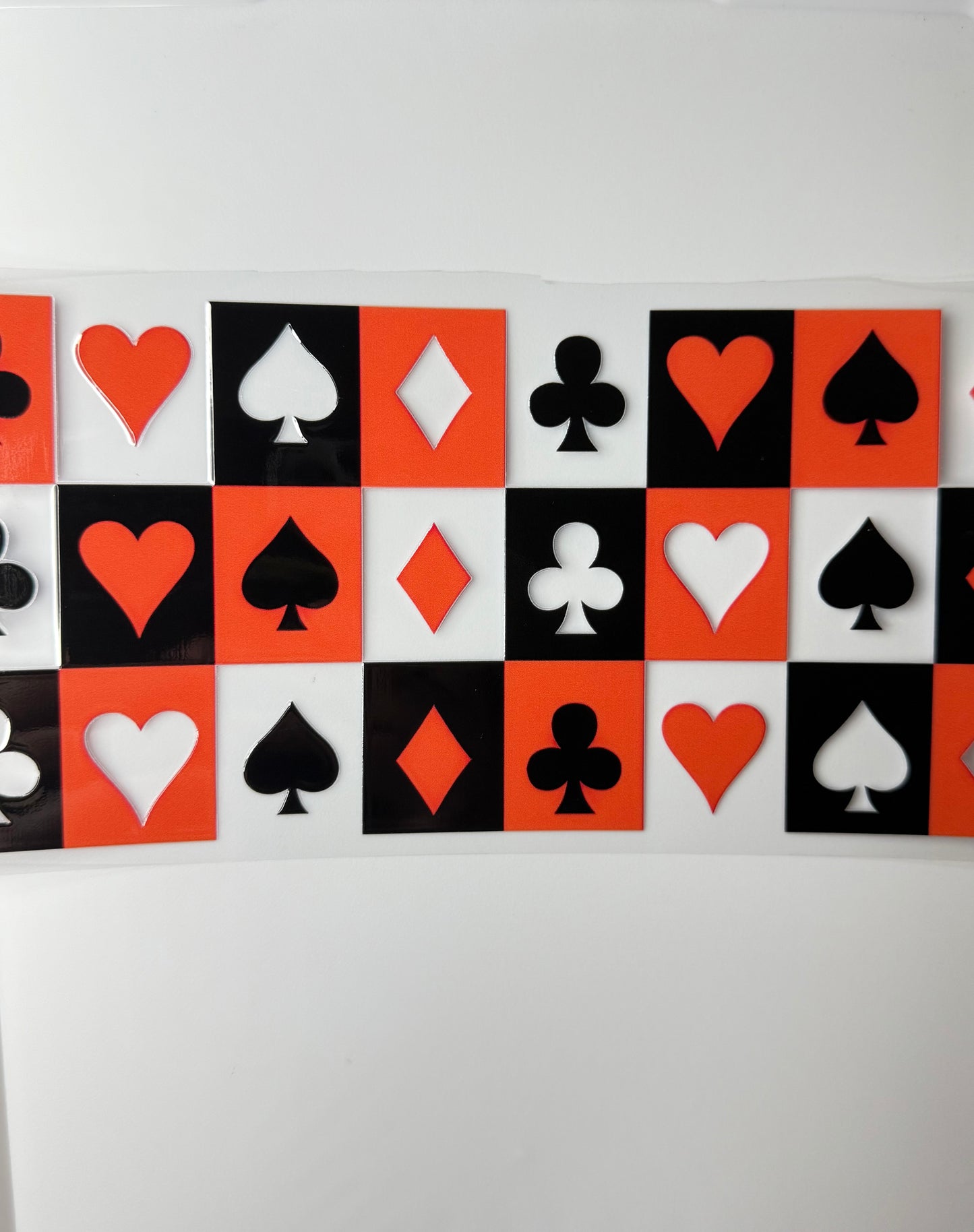 C24- Clubs/Hearts/Spades/Diamond with Red/black/white checker pattern 16OZ UV DTF Transfer Wrap/Sticker for Cup/Tumbler