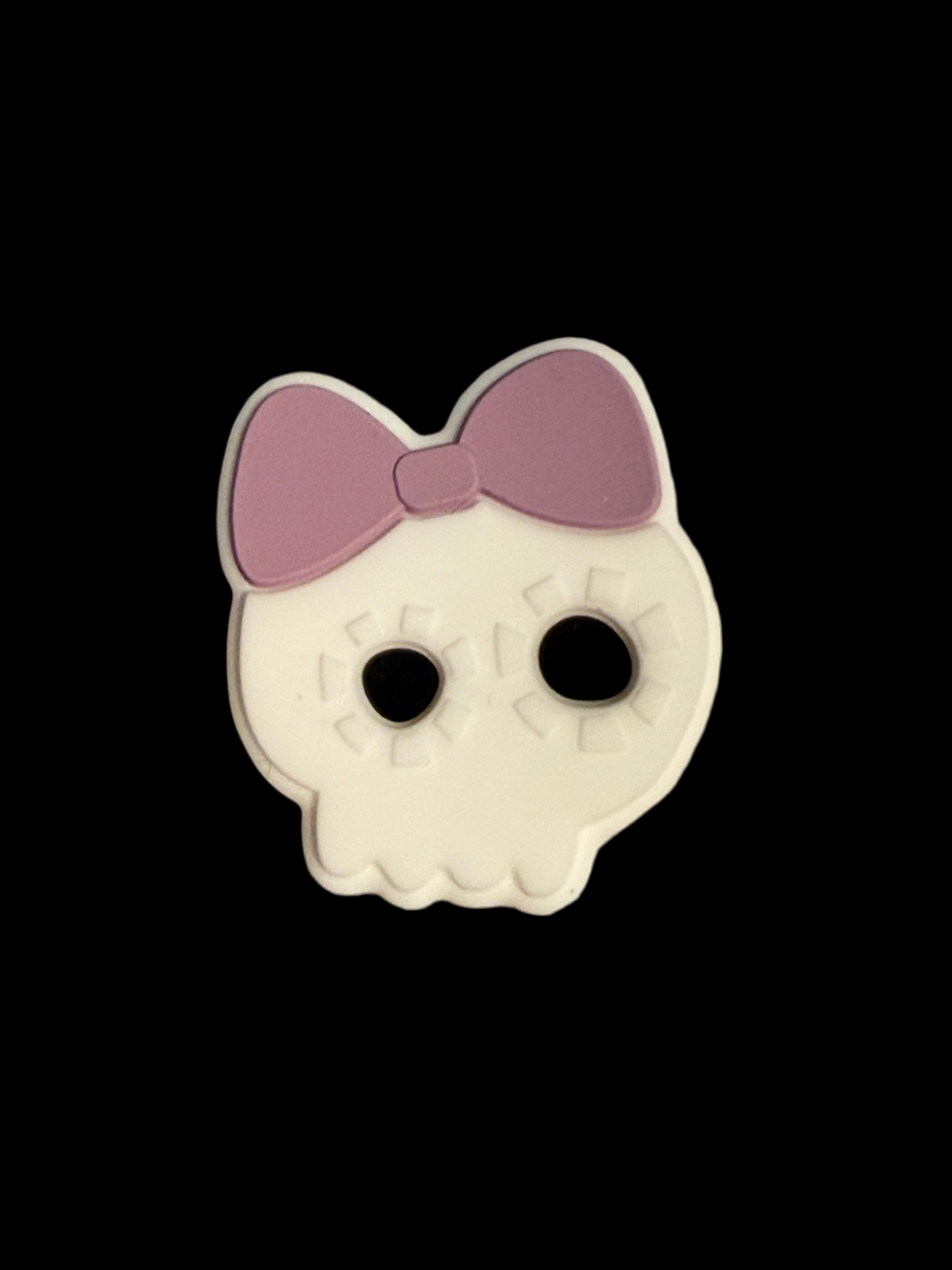 F/HAL14 (1)PC 1" Cute Skull W/Lavender Bow Focal Bead for DIY Keychains, Wristlets, Cup Charms, Car Charms ETC