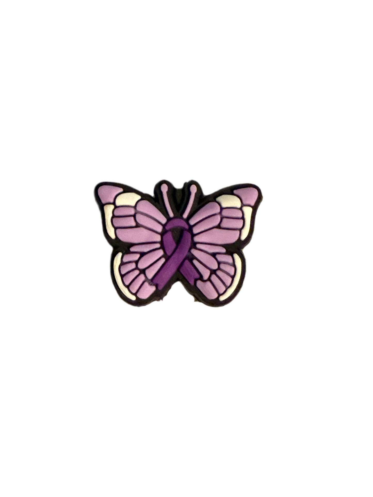 F/DX 17 (1)PC 1" Purple Butterfly W/Ribbon Focal Bead for DIY Keychains, Wristlets, Cup Charms, Car Charms ETC