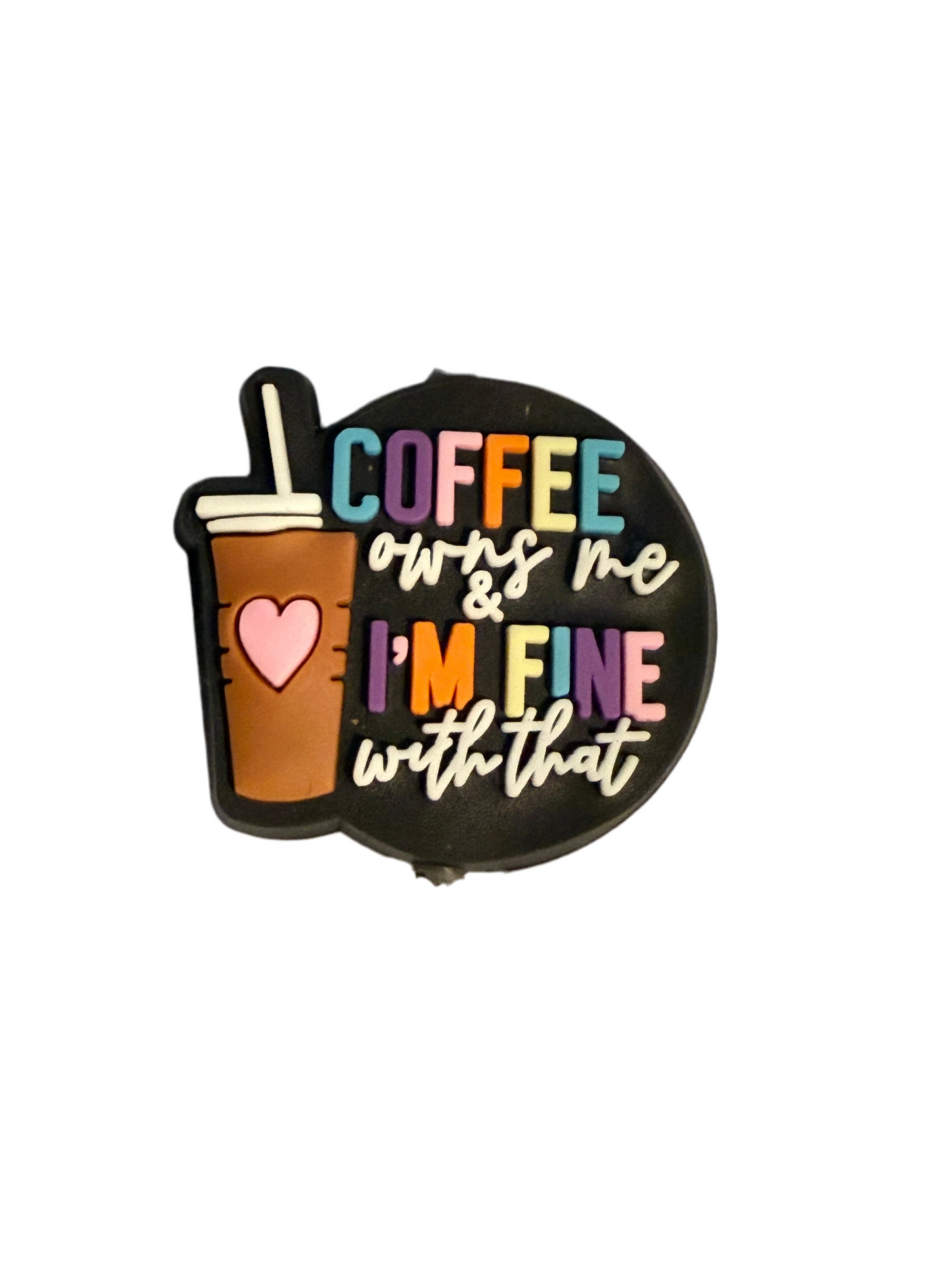 F/COF17 (1)PC 1.2" Coffee owns me I'm fine with that W/Iced Coffee Focal Bead for DIY Keychains, Wristlets, Cup Charms, Car Charms ETC