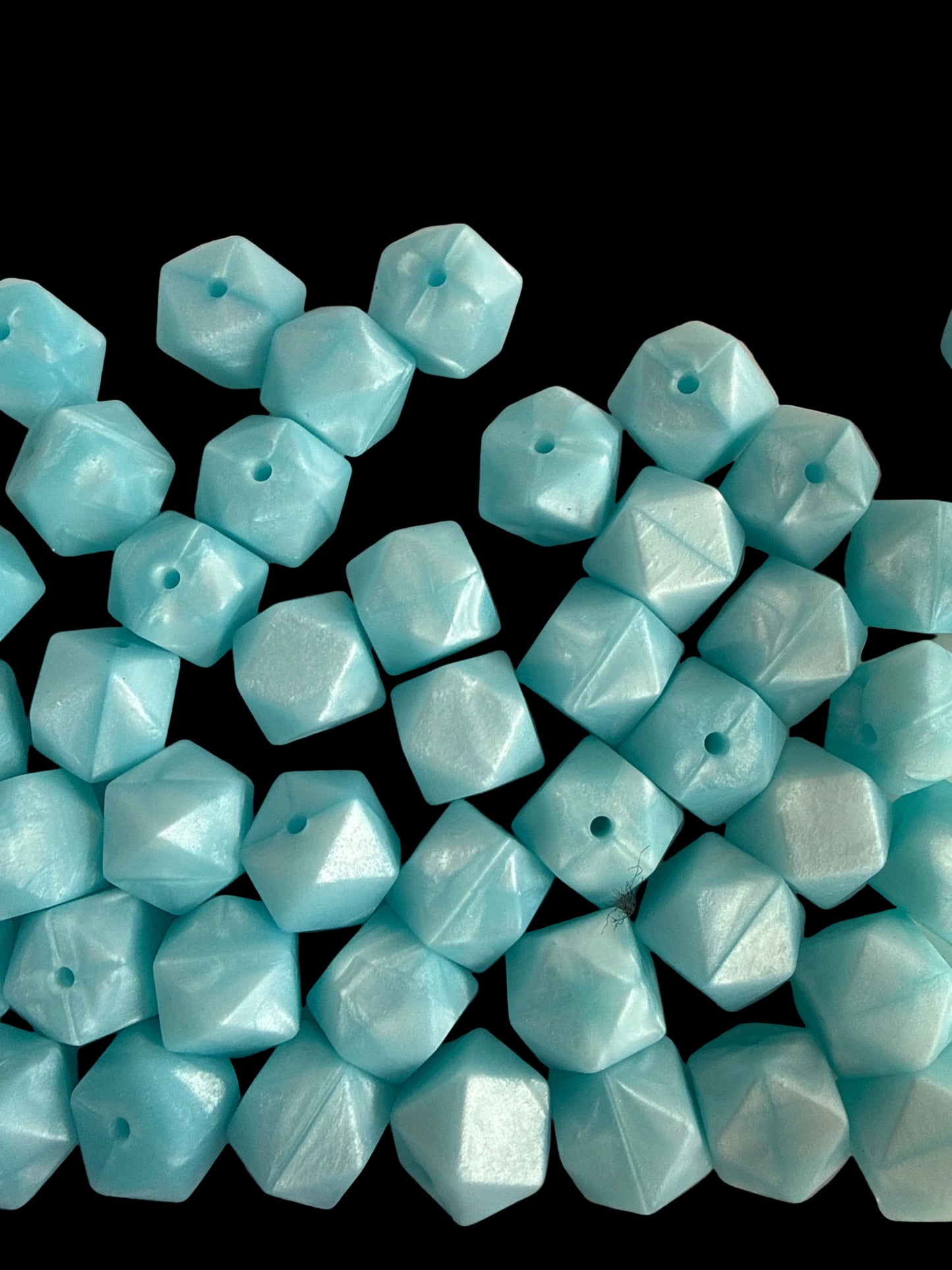 SILB25- (10PCS) 18mm Hexagon SHIMMERING OPAL SKY BLUE Color SILICONE beads for DIY