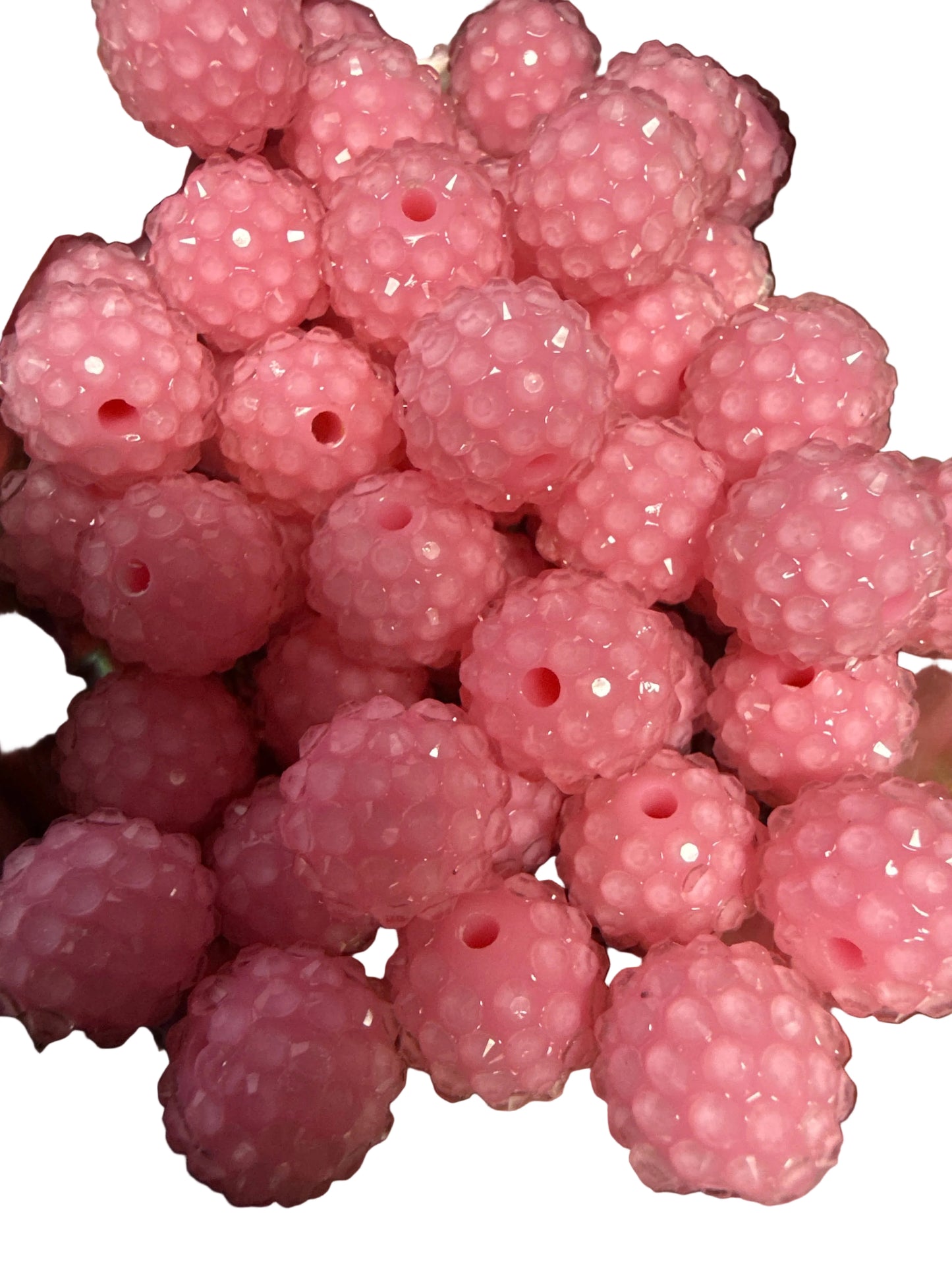 R170- (10PCS) 15mm LIGHT PINK/CLEAR Dew Drop Acrylic Rhinestone Beads For DIY
