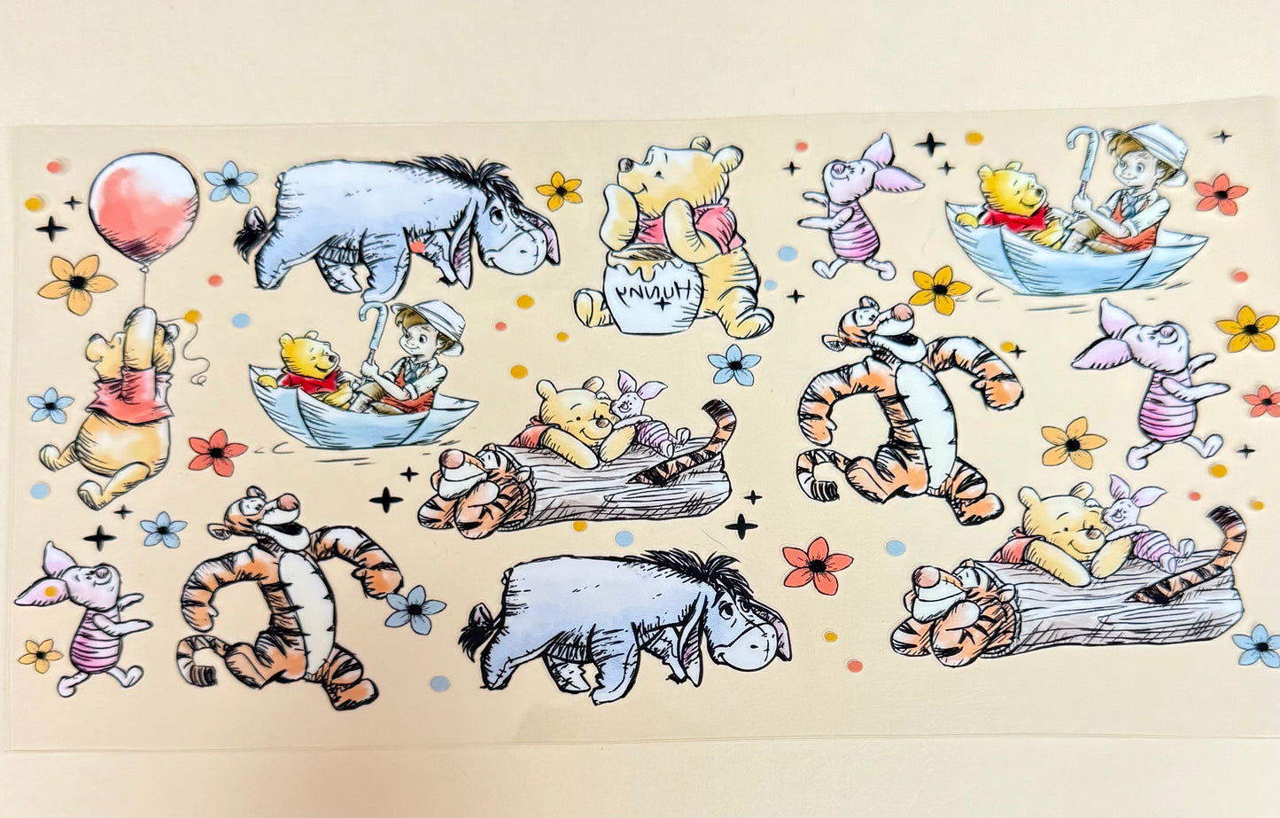 C505- (1PC) VINTAGE POOH 16OZ UV DTF Transfer Wrap/Sticker for Cup/Tumbler