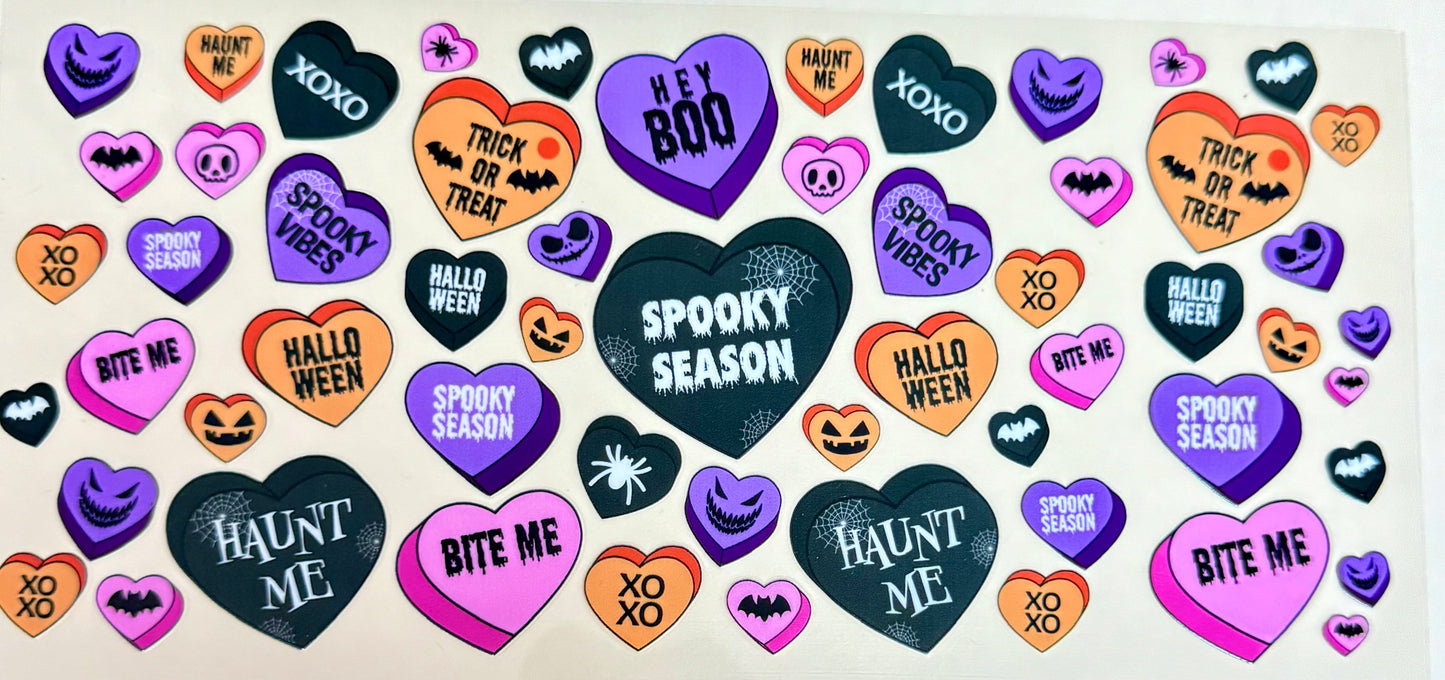 C422- (1PC) HALLOWEEN HEARTS 16OZ UV DTF Transfer Wrap/Sticker for Cup/Tumbler
