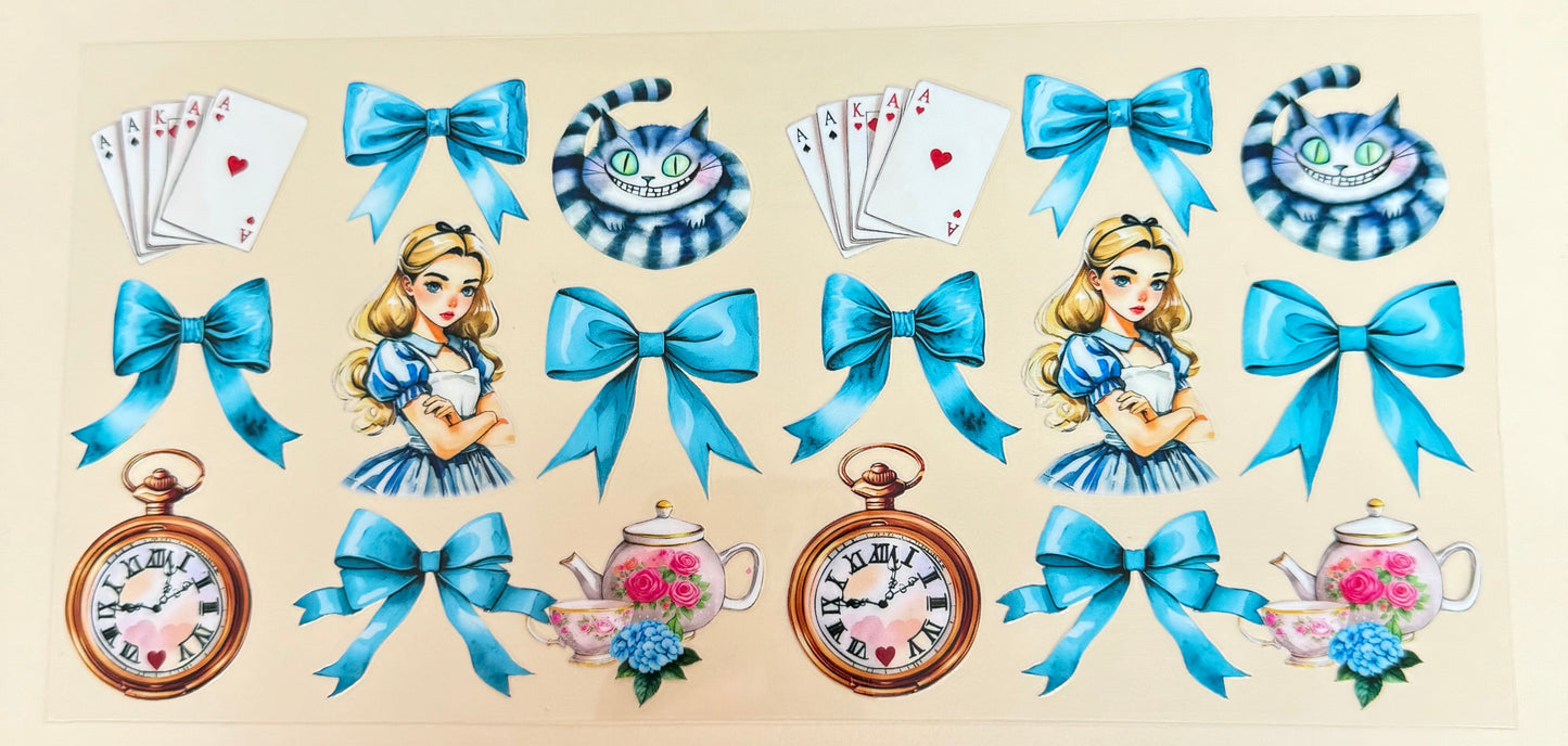 C352- (1PC) ALICE IN WONDERLAND 16OZ UV DTF Transfer Wrap/Sticker for Cup/Tumbler