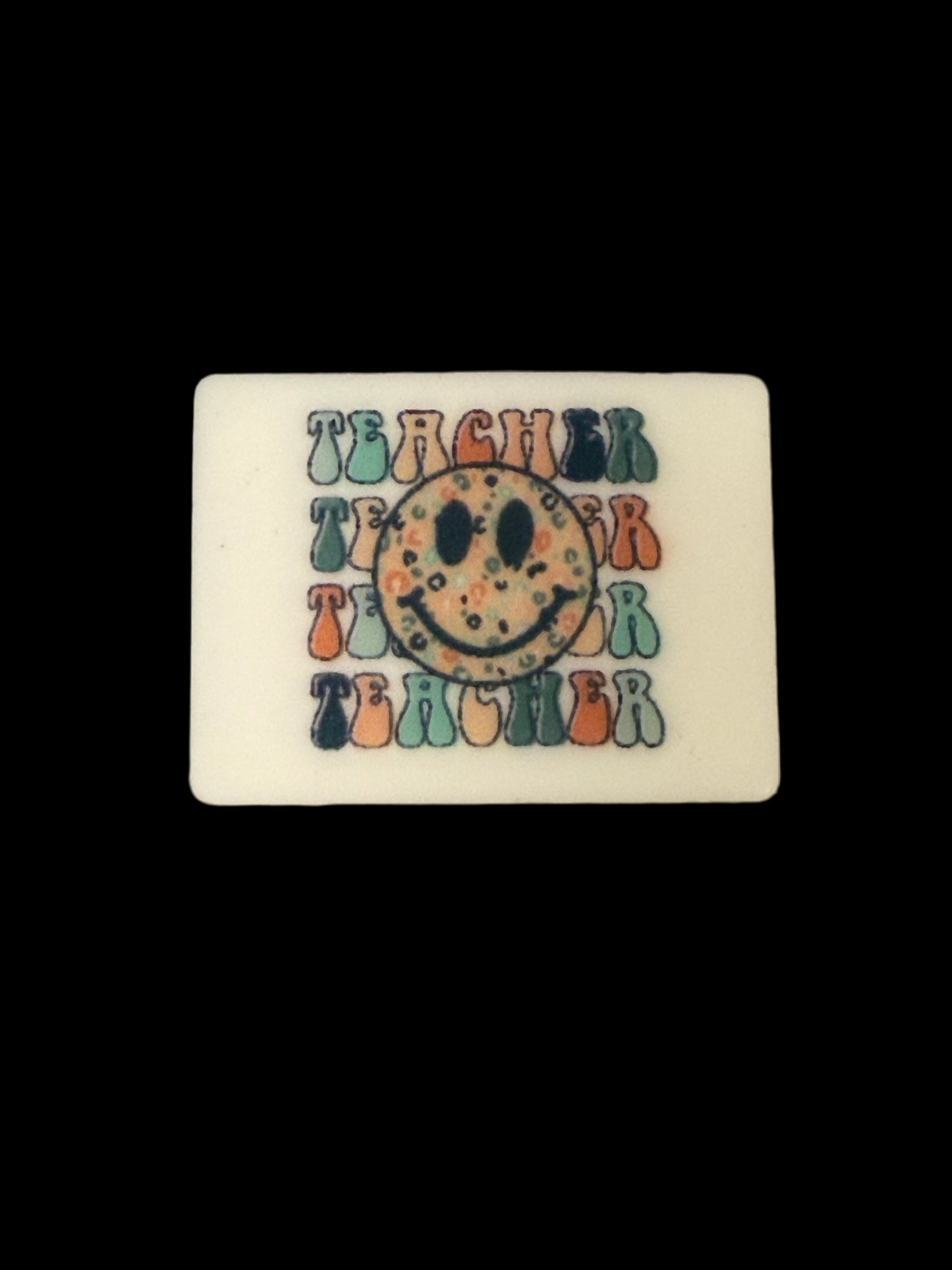 F/C47- (1)PC 1.2" TEACHER W/SMILEY FACE Focal Bead for DIY Keychains, Wristlets, Cup Charms, Car Charms ETC