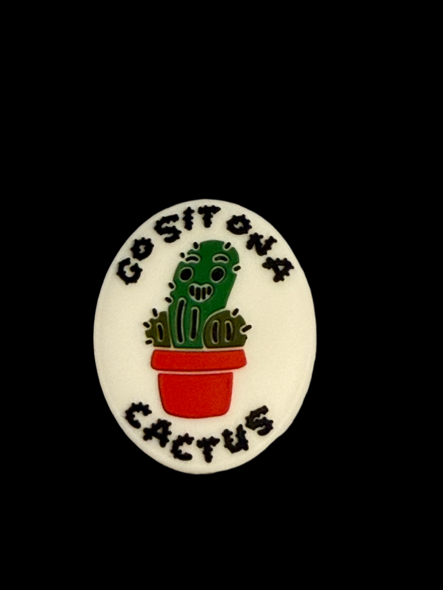 F/C9- (1)PC 1.2" Oval Go sit on a cactus W/Cactus in planter Focal Bead for DIY Keychains, Wristlets, Cup Charms, Car Charms ETC