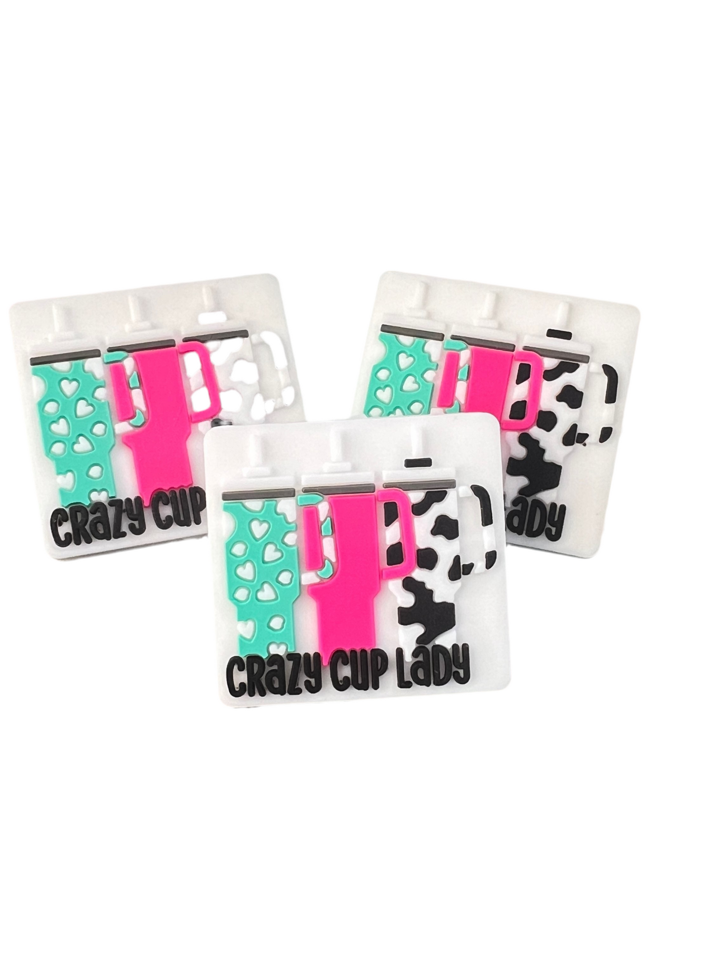 F/Q35- (1)PC 1.1" Crazy Cup Lady W/Tumblers Focal Bead for DIY Keychains, Wristlets, Cup Charms, Car Charms ETC