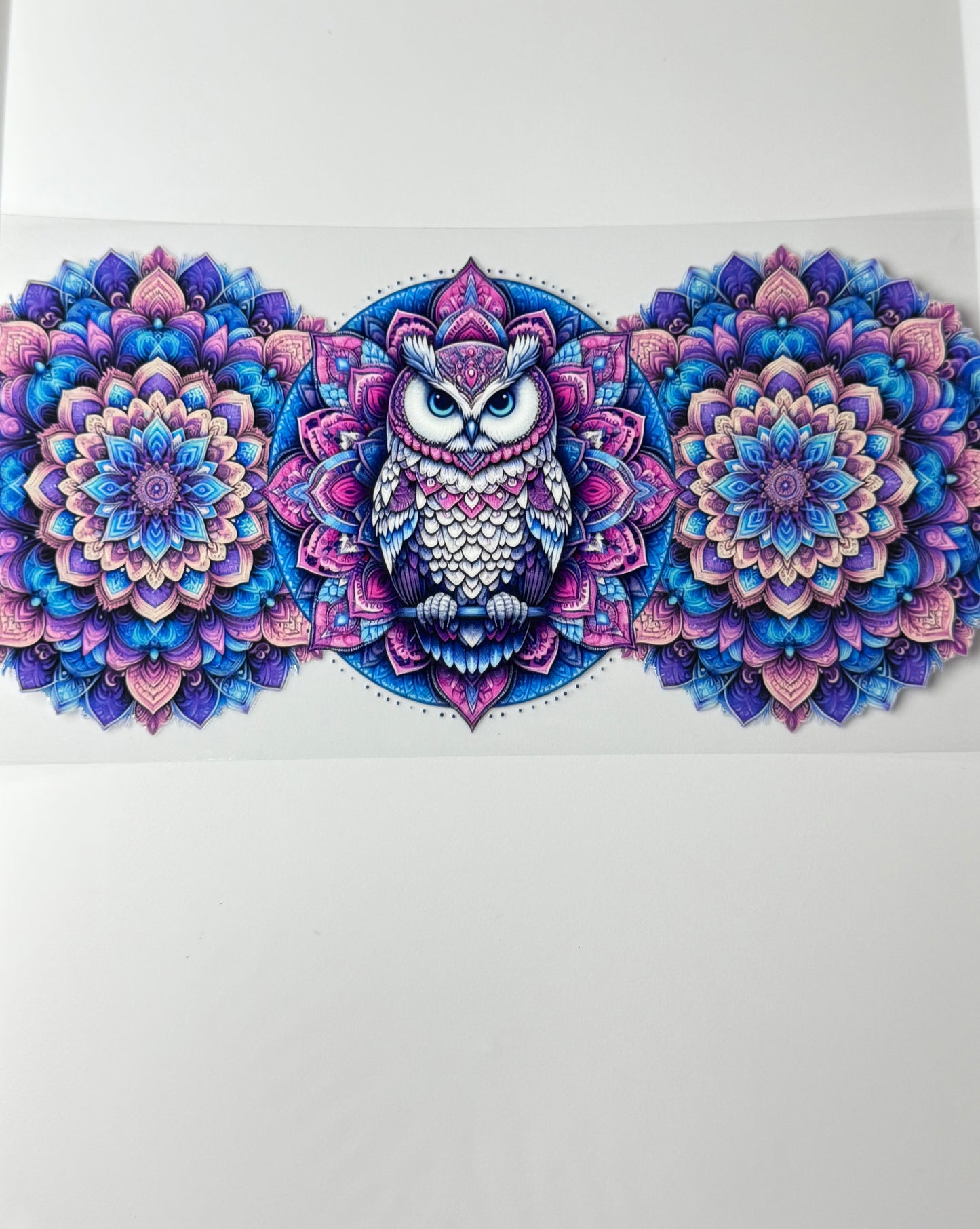 C58- Bright colorful Mandala Flowers, and OWL 16OZ UV DTF Transfer Wrap/Sticker for Cup/Tumbler