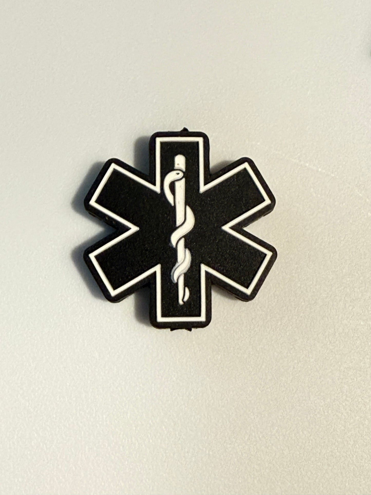 F/C24- (1)PC 1" Choose Your Color- Red/Black/Blue Medical Star Of Life/EMS Focal Bead for DIY Keychains, Wristlets, Cup Charms, Car Charms ETC