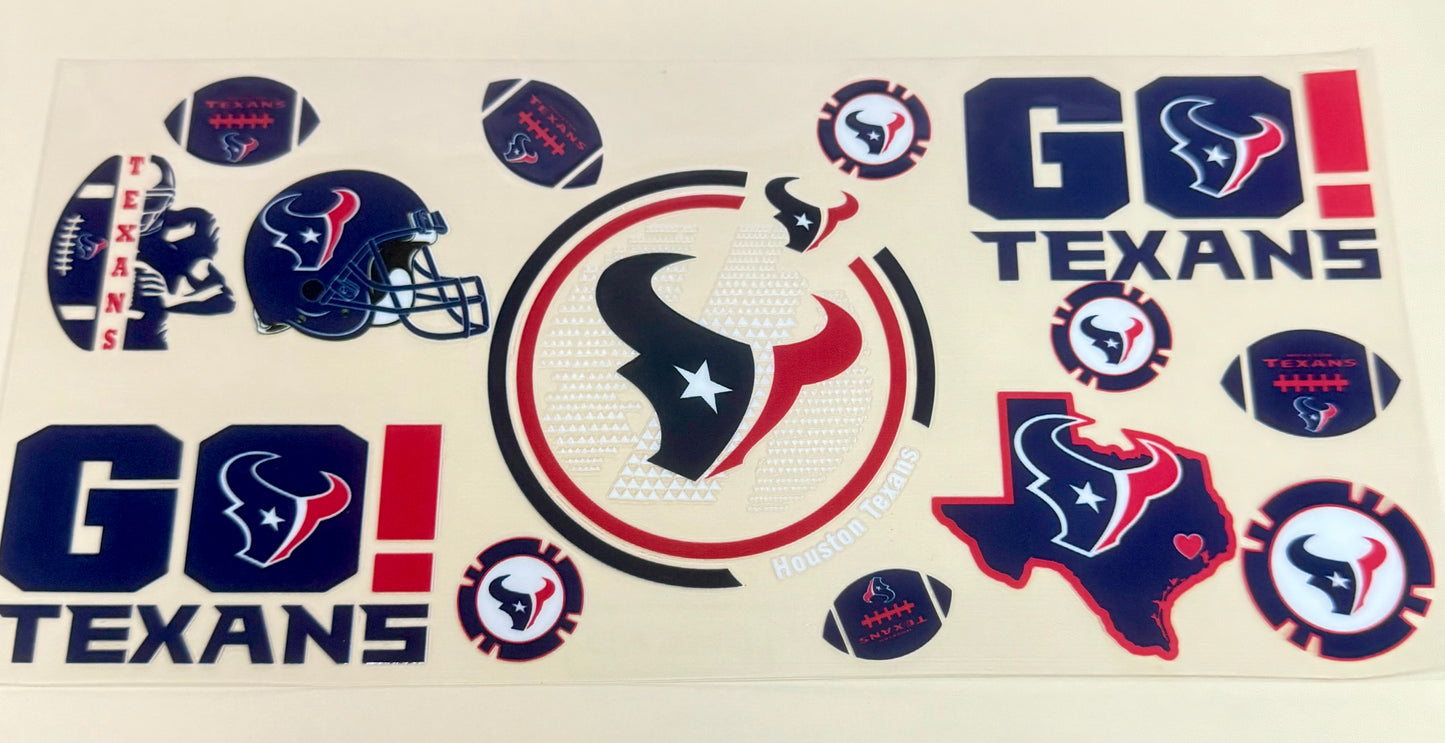 C325- (1PC) TEXANS 16OZ UV DTF Transfer Wrap/Sticker for Cup/Tumbler