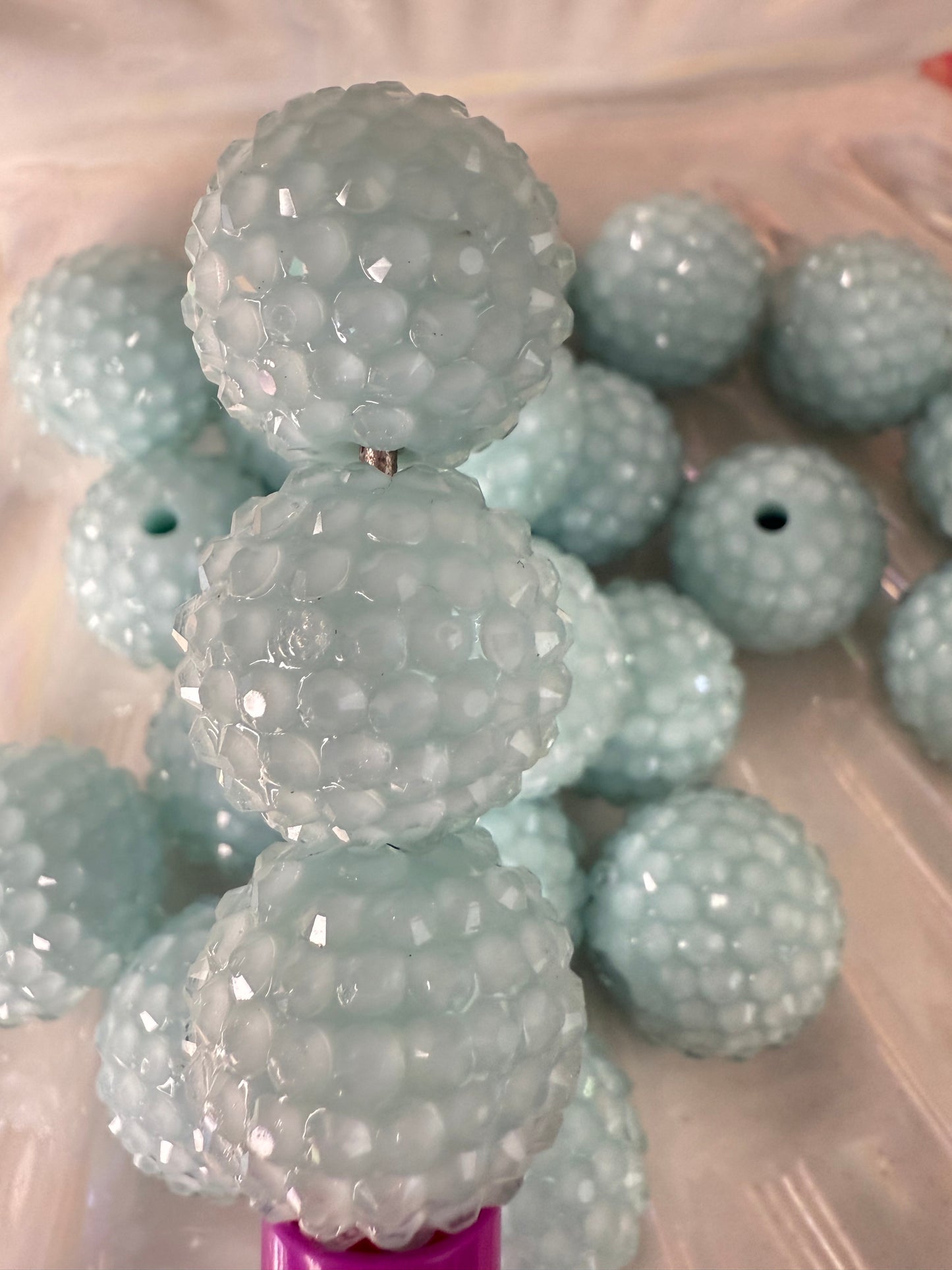 R32-MINT SKY BLUE (5PCS) 20mm Clear Jelly Bubblegum Acrylic Rhinestone Beads for DIY