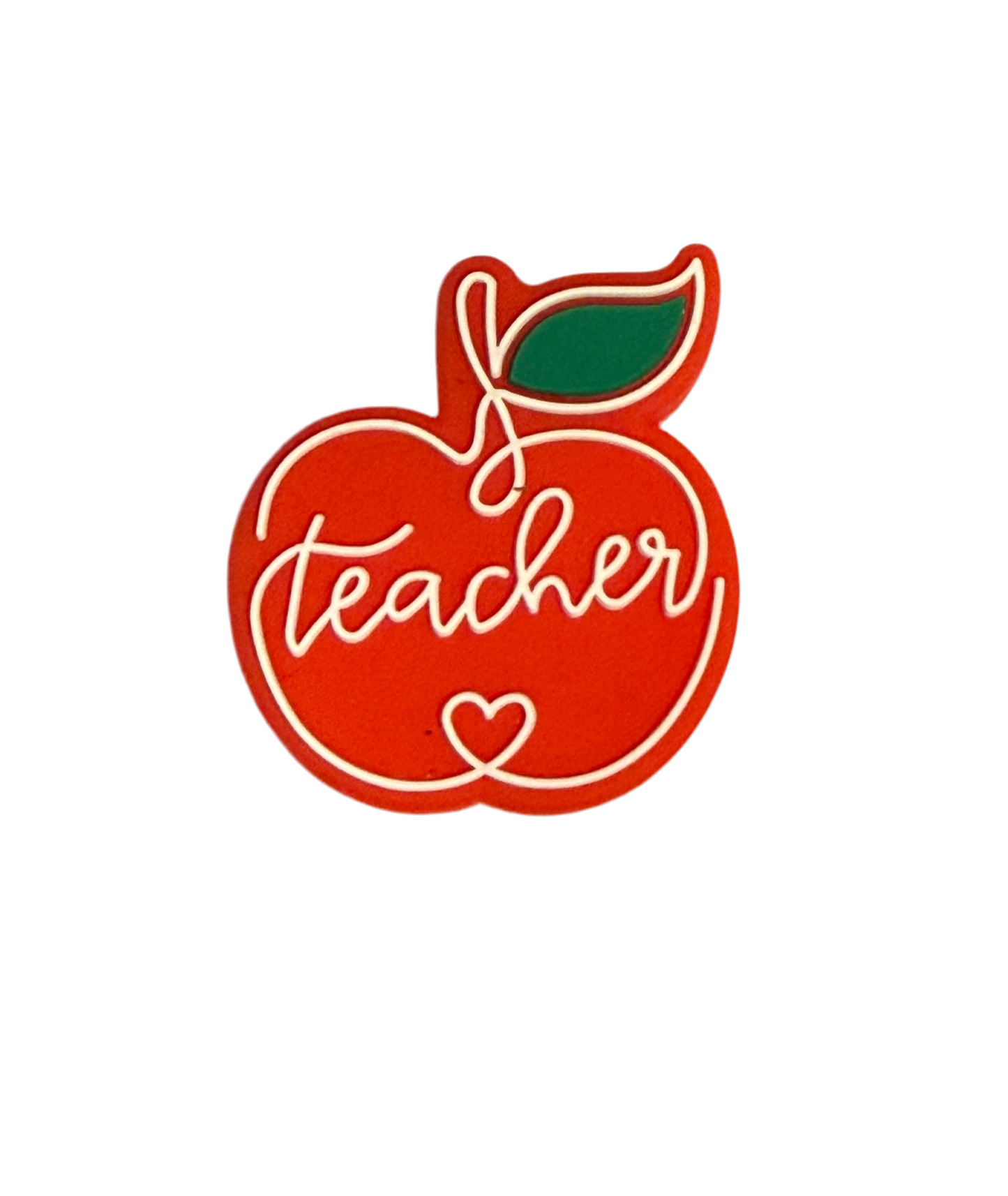 F/C35- (1)PC 1.1" RED TEACHER APPLE Focal Bead for DIY Keychains, Wristlets, Cup Charms, Car Charms ETC