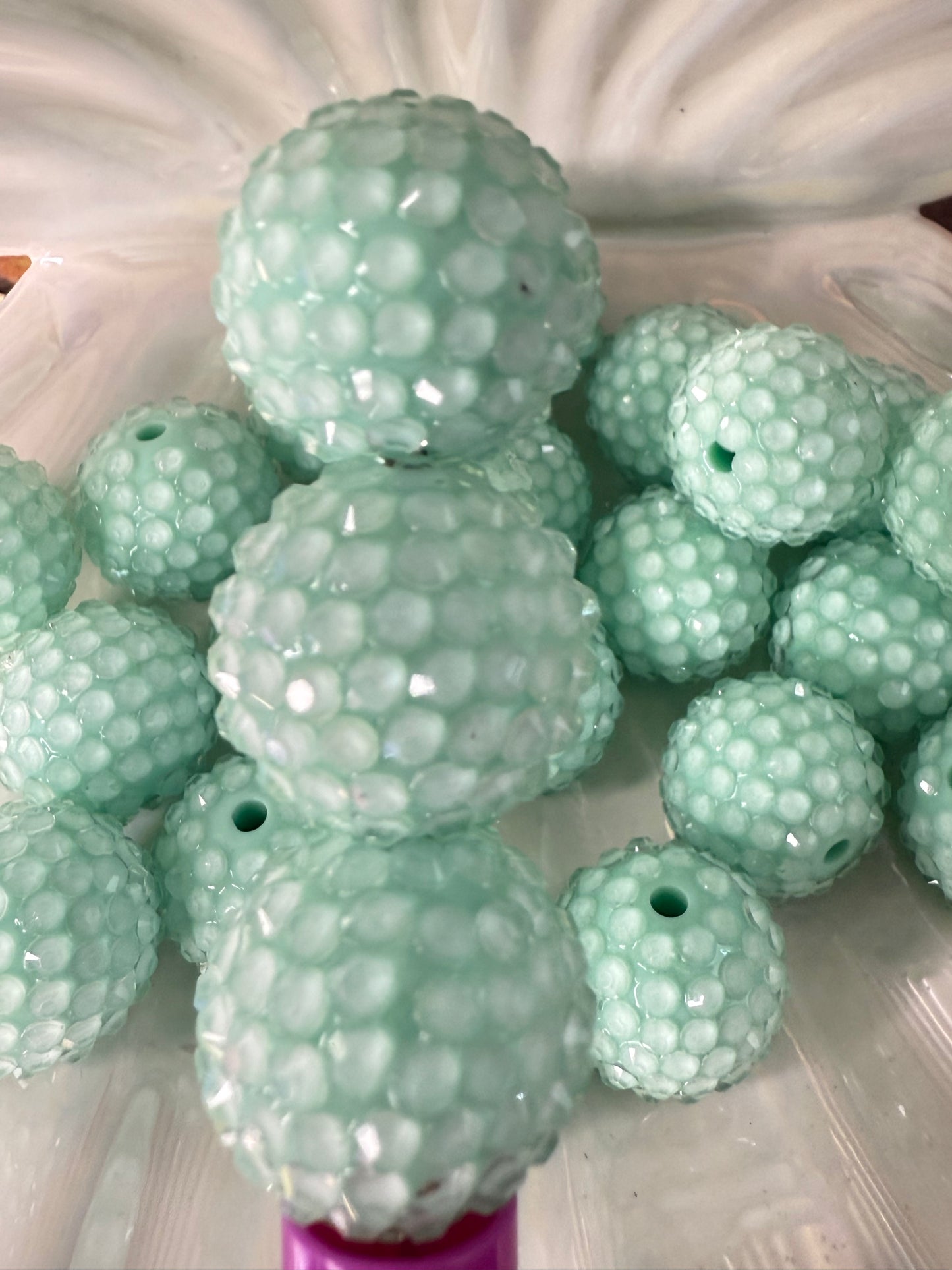 R32-MINT GREEN (5PCS) 20mm Clear Jelly Bubblegum Acrylic Rhinestone Beads for DIY
