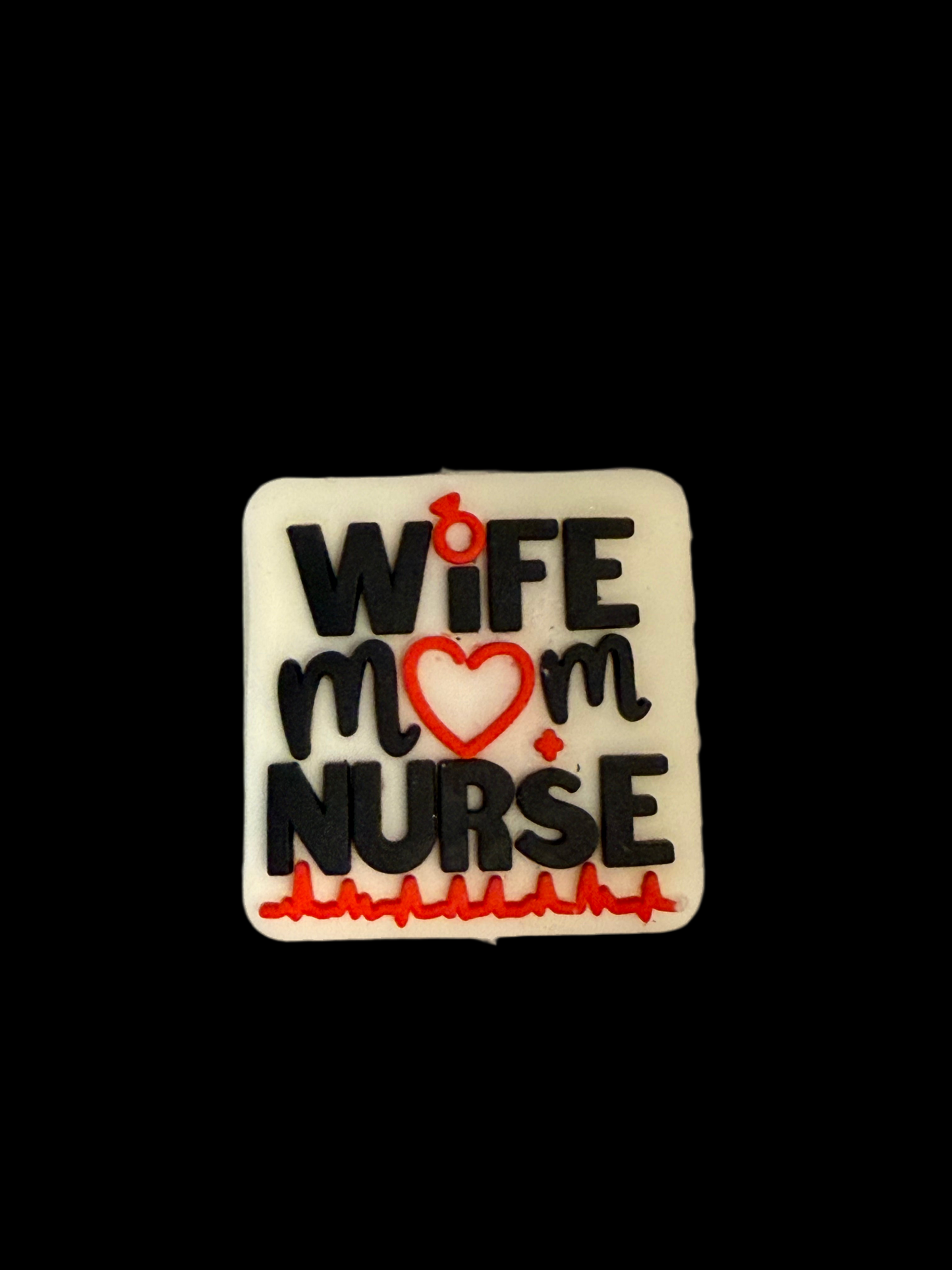 F/M21- (1)PC 1.1" Wife Mom Nurse W/Heart/Heartbeat Focal Bead for DIY Keychains, Wristlets, Cup Charms, Car Charms ETC