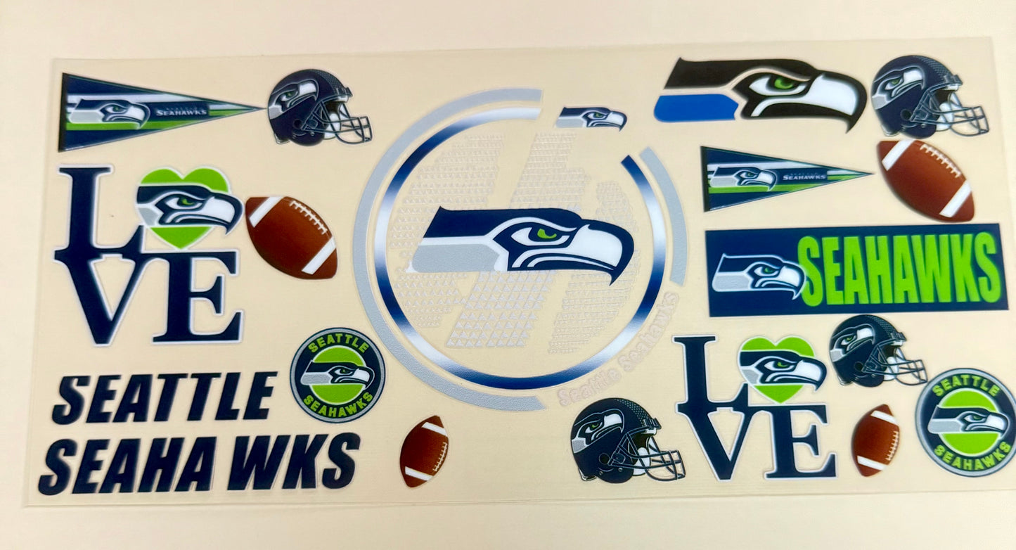 C305- (1PC) SEAHAWKS 16OZ UV DTF Transfer Wrap/Sticker for Cup/Tumbler