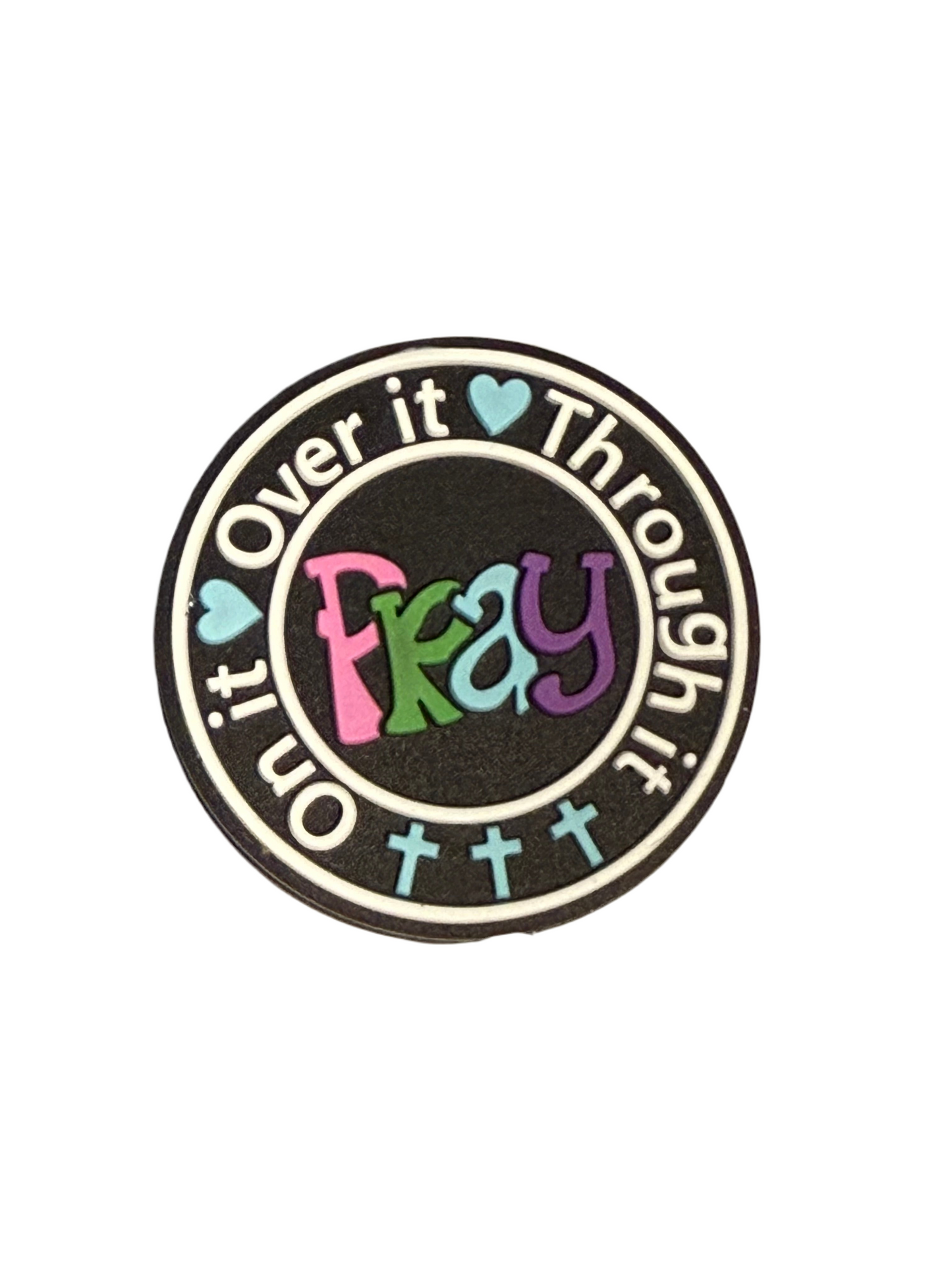 F/R1- (1)PC 1.2" PRAY- Over it- Through it- On it Focal Bead for DIY Keychains, Wristlets, Cup Charms, Car Charms ETC