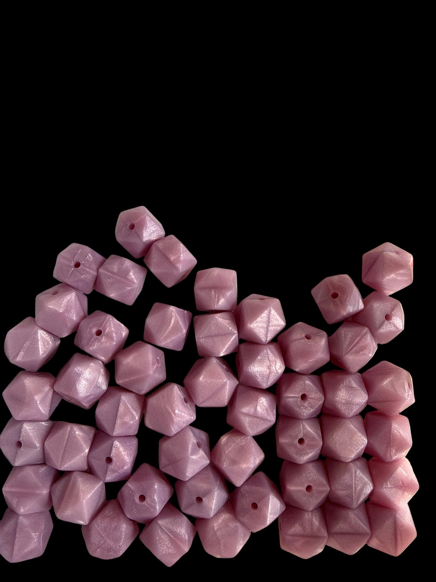 SILB26- (10PCS) 18mm Hexagon SHIMMERING OPAL LAVENDER Color SILICONE beads for DIY