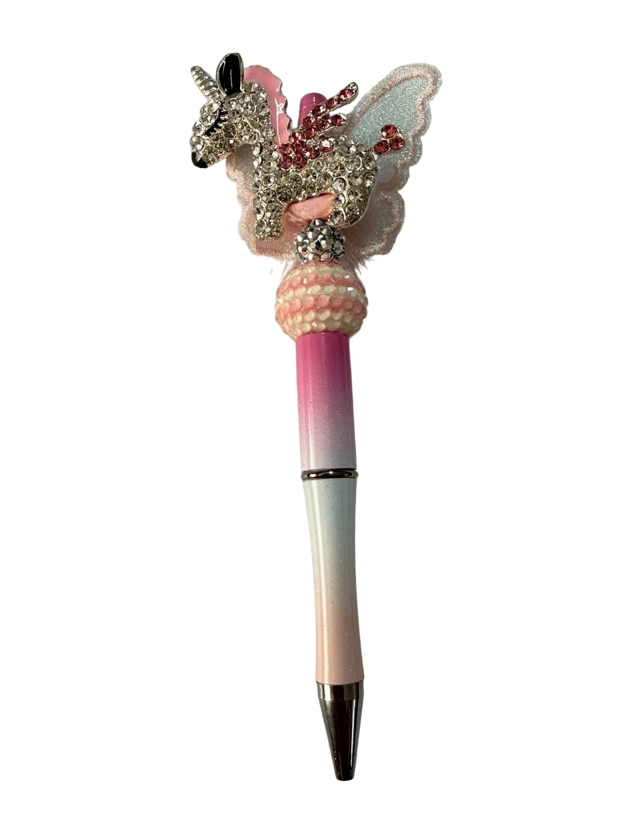 (1PC)Handcrafted Beaded Luxury BLING Beaded Pen with Glitz Design Colorful Beads & Large Alloy UNICORN topper Stylish Writing Accessory for Notes Letter