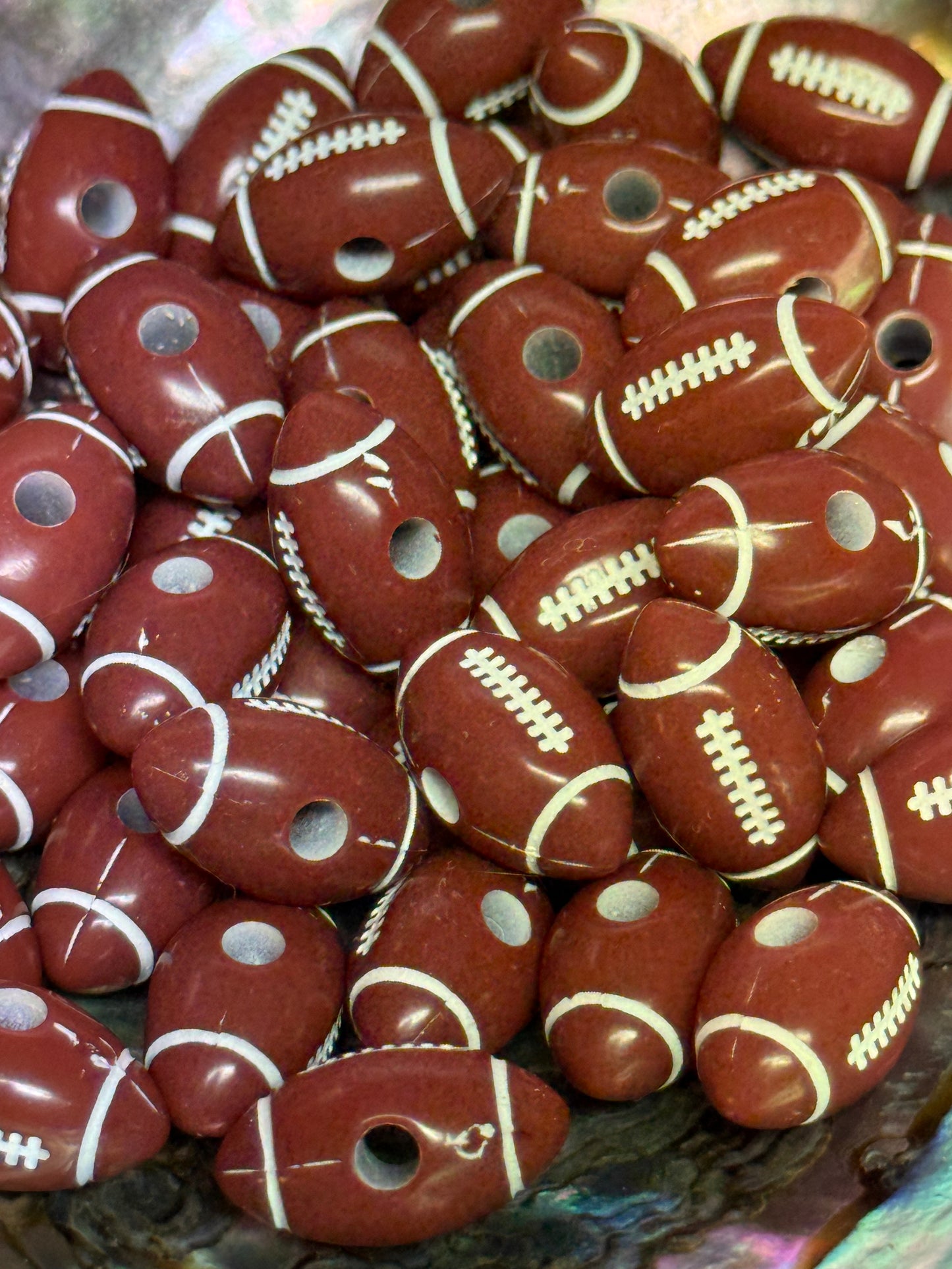 SB2-26 (1PC) 16mm FOOTBALL Sport Oval Shaped Beads Chunky Acrylic Beads For DIY