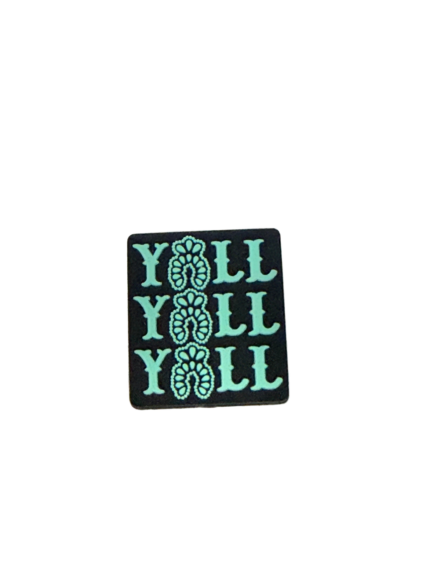 F/B2- (1)PC 1.1" Turquoise YALL W/decorative conch design Focal Bead for DIY Keychains, Wristlets, Cup Charms, Car Charms ETC