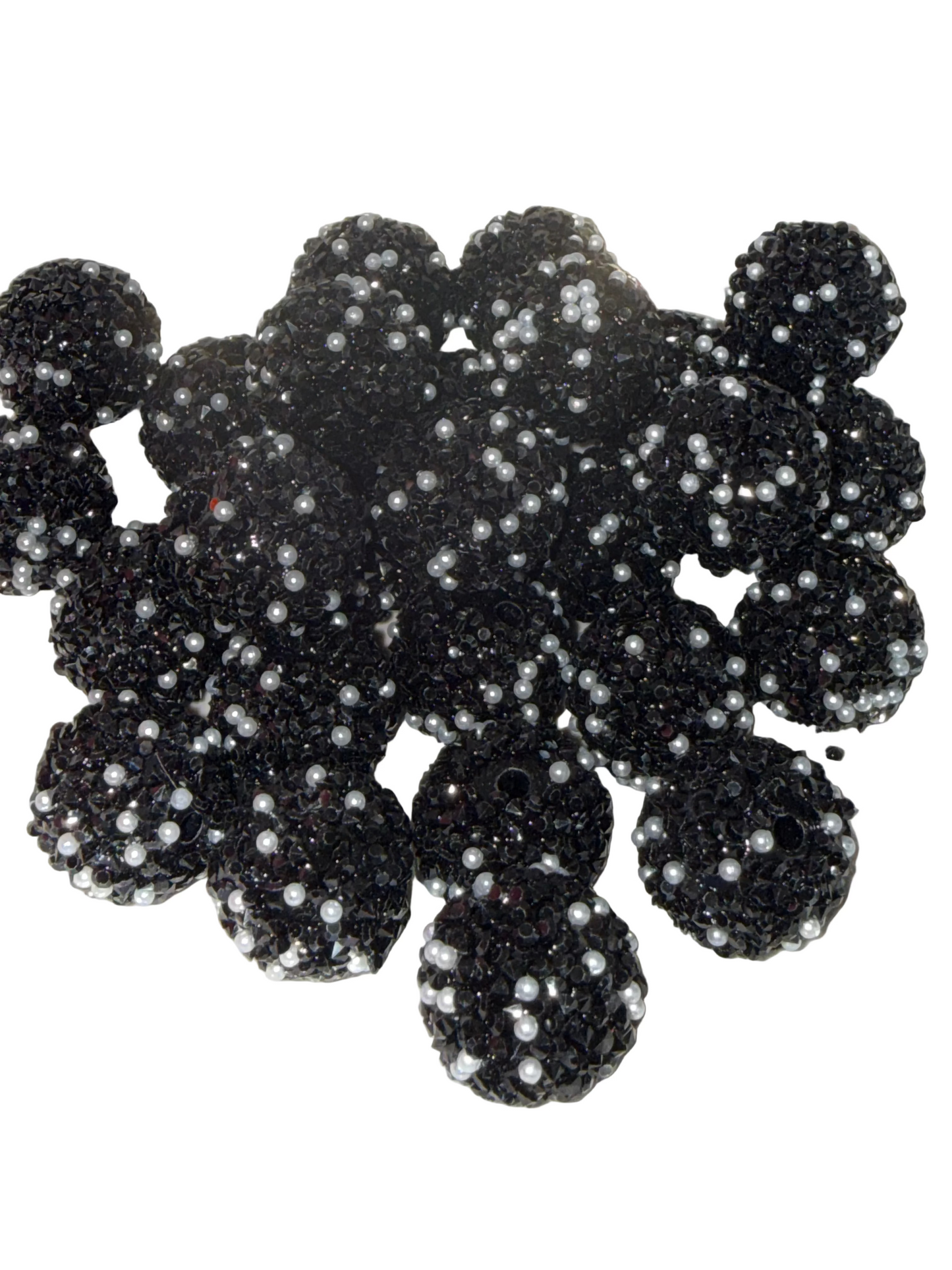 R115- (10PCS) 18mm Black/Silver Bubblegum Acrylic Rhinestone/Pearl Coated Beads for DIY