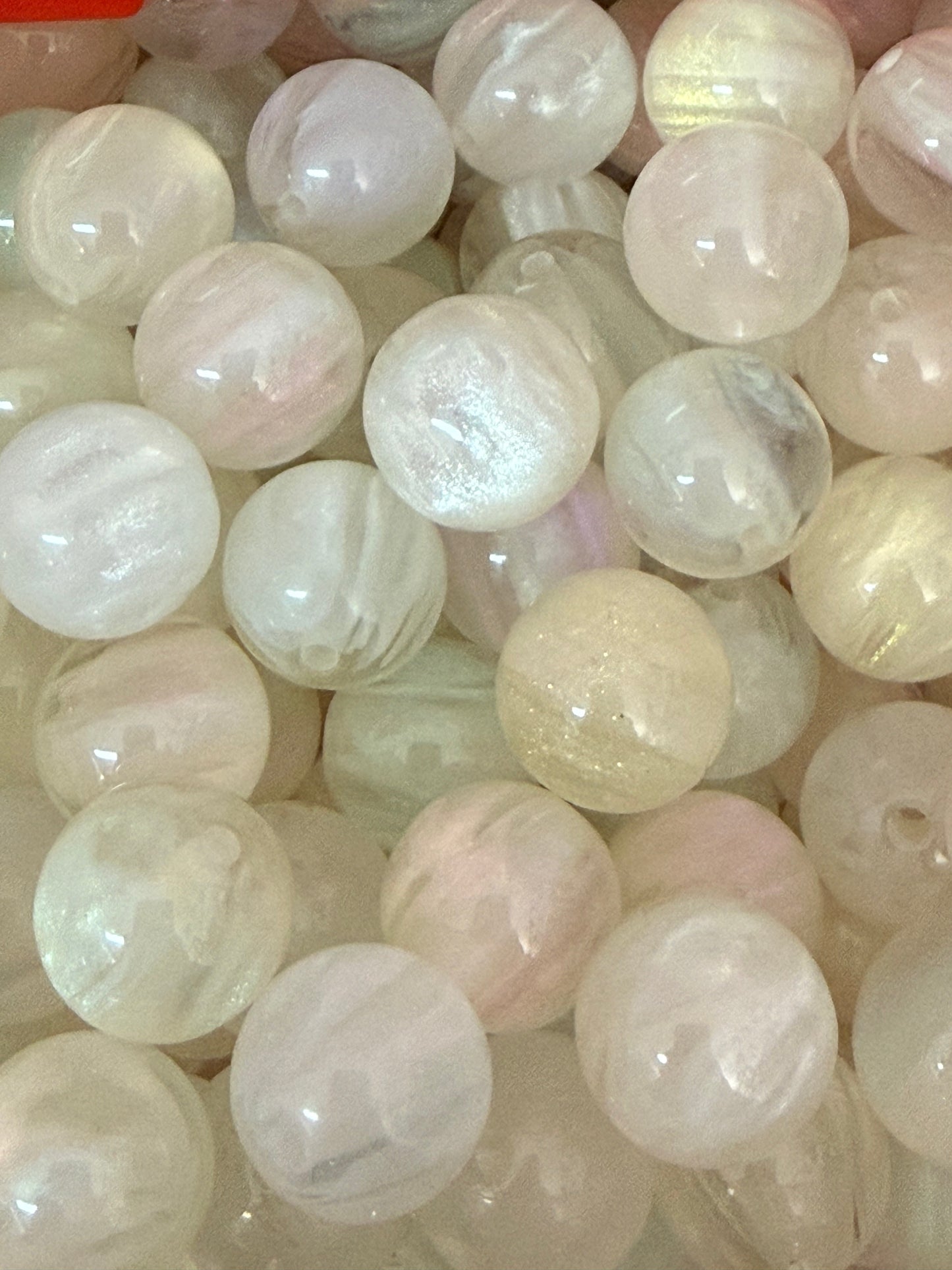 B89- (10PCS) 15mm Pastel Rainbow UV Cateye Galaxy Milky Way Iridescent Glitter Acrylic Beads for DIY