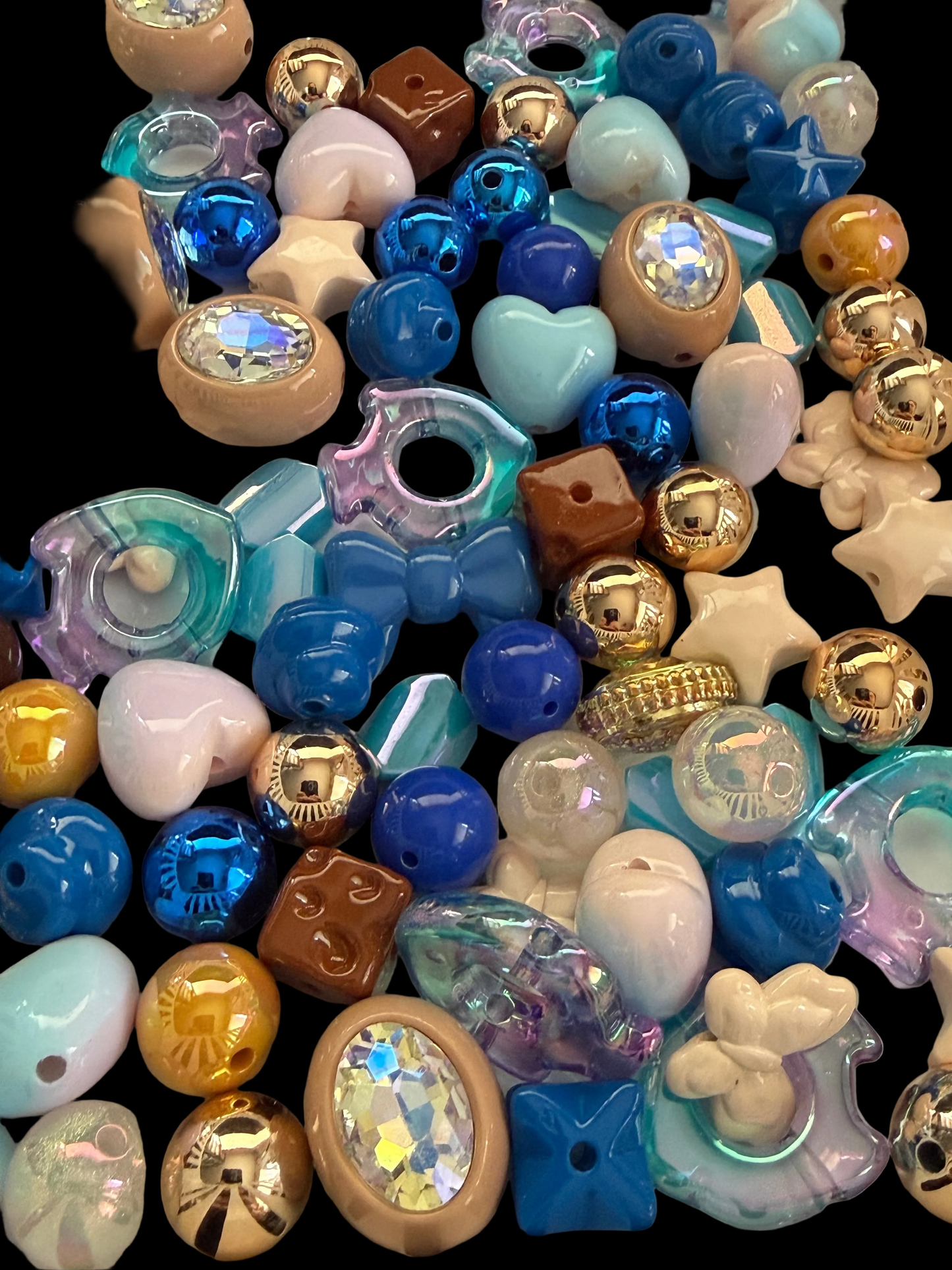BM2- 227gm of MIXED Blues/browns/Gold Colors Acrylic Beads For DIY