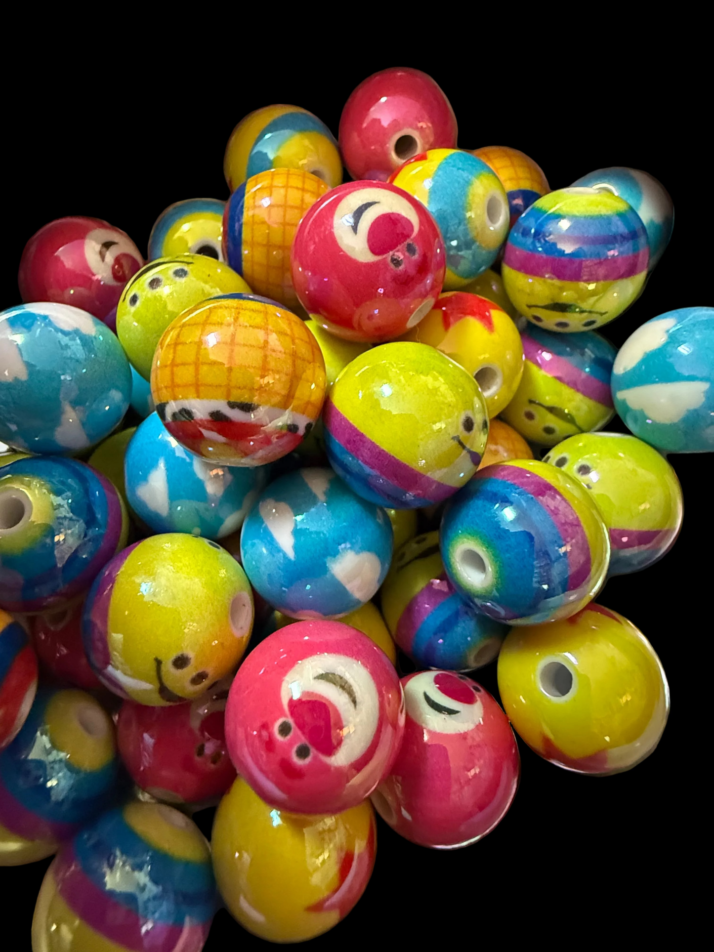 C/L B17- (10PCS) 15mm Toy Story Cartoon MIX Color Round UVAB Iridescent Rainbow Acrylic Beads For DIY