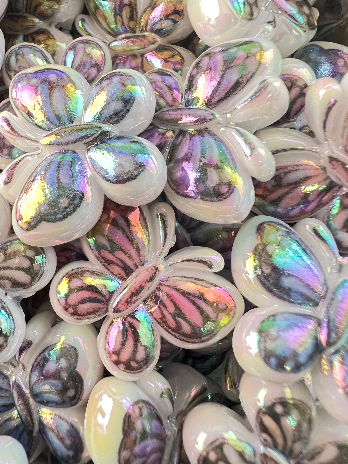 10 PCS- 24mm 3D Butterfly Multicolored UVAB Acrylic Beads image 2
