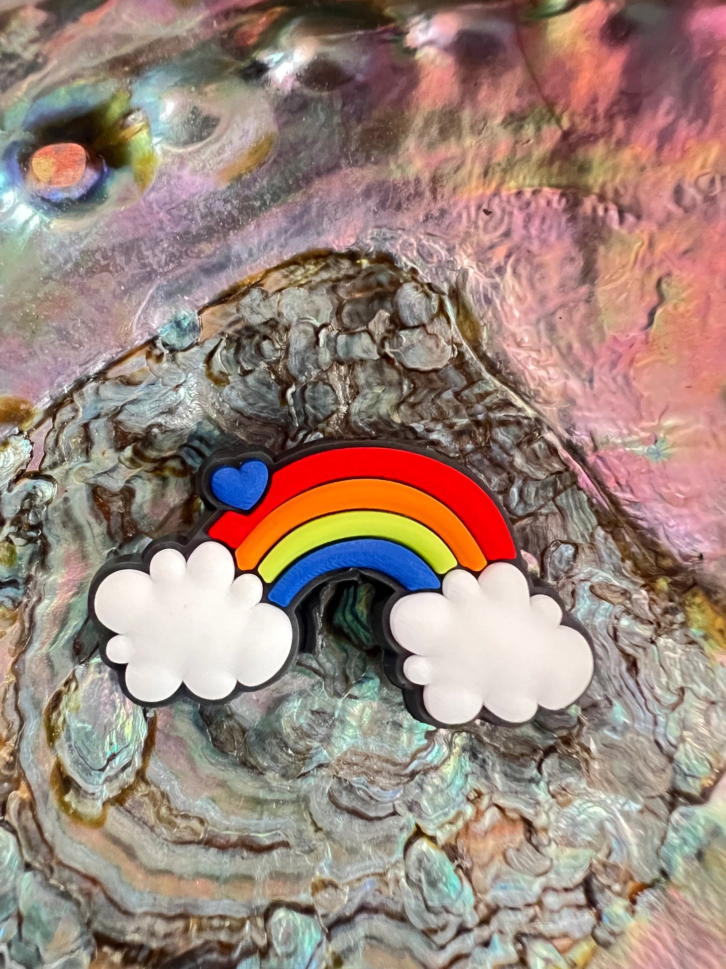 (1)PC- Multi-Colored Rainbow on Clouds Focal Bead image 0