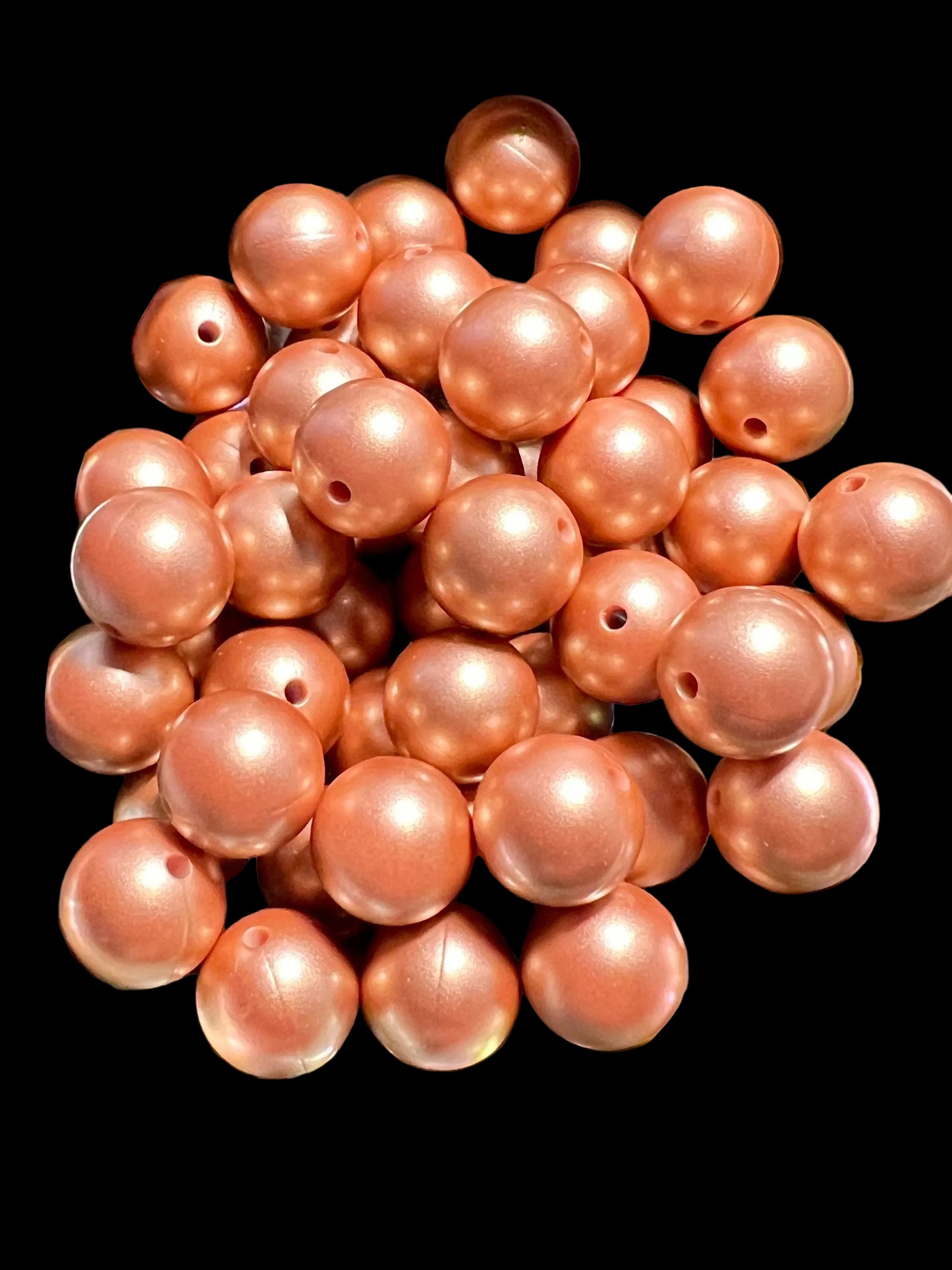 10 PCS- 15mm Round Graphite & Copper Imitation Metal Style Speckled Silicone image 1