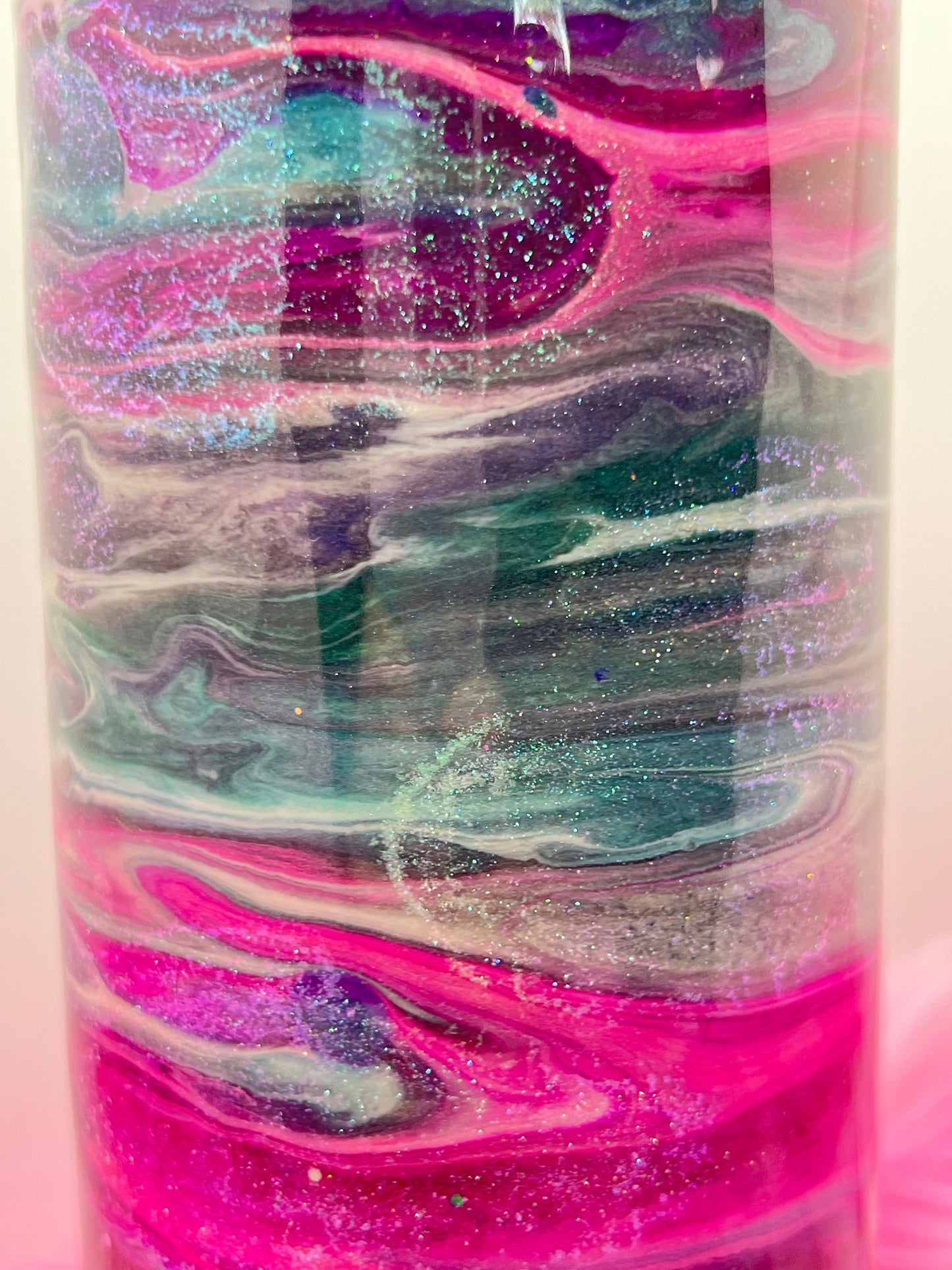 (1)- RTS 20oz Straight Pink/purple/teal/blue MILKY WAY ink/glitter Epoxy Tumbler image 3