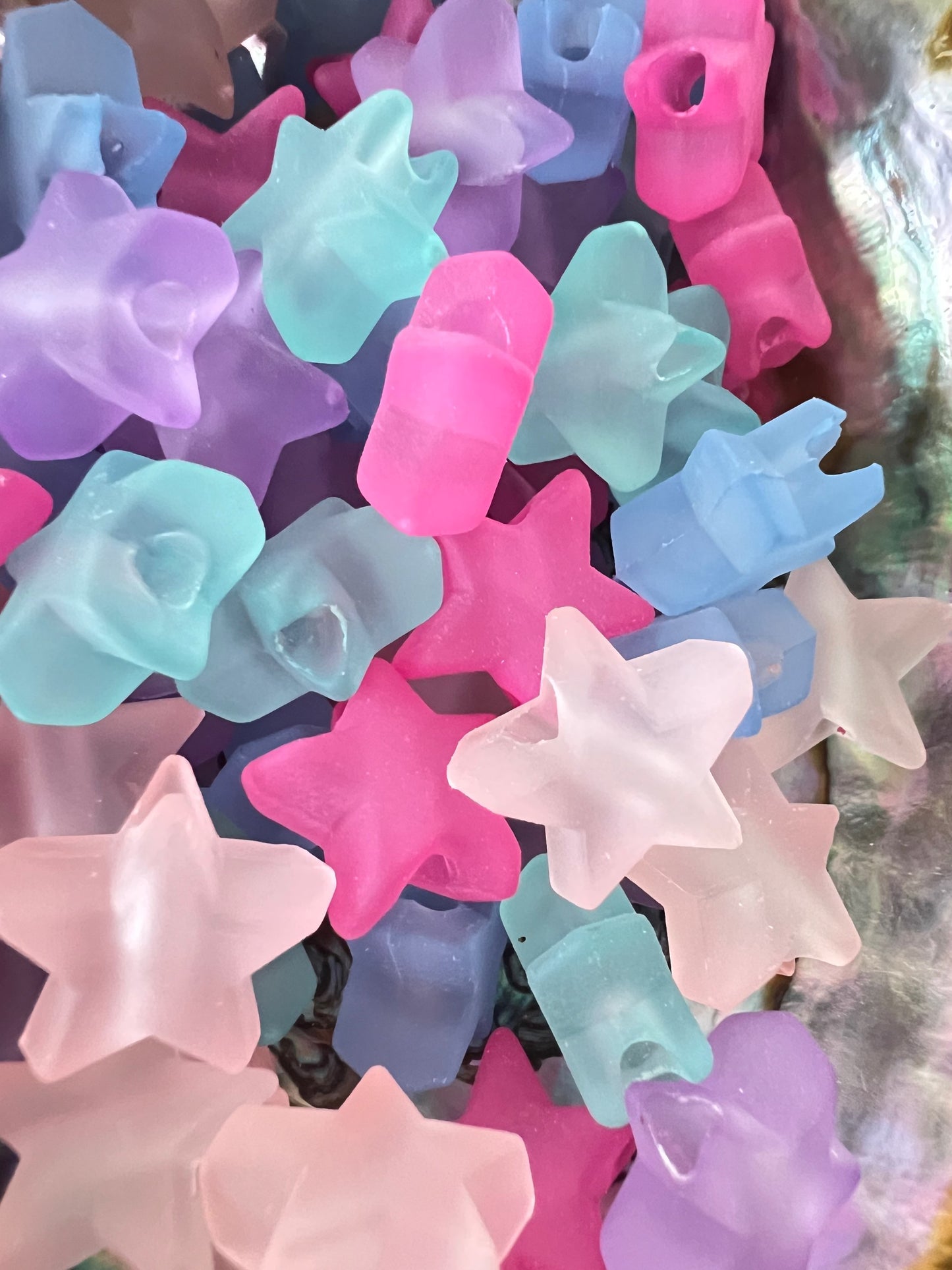 10 PCS- 16mm 3D Star Multicolor Translucent Silicone Touch Acrylic Beads image 1