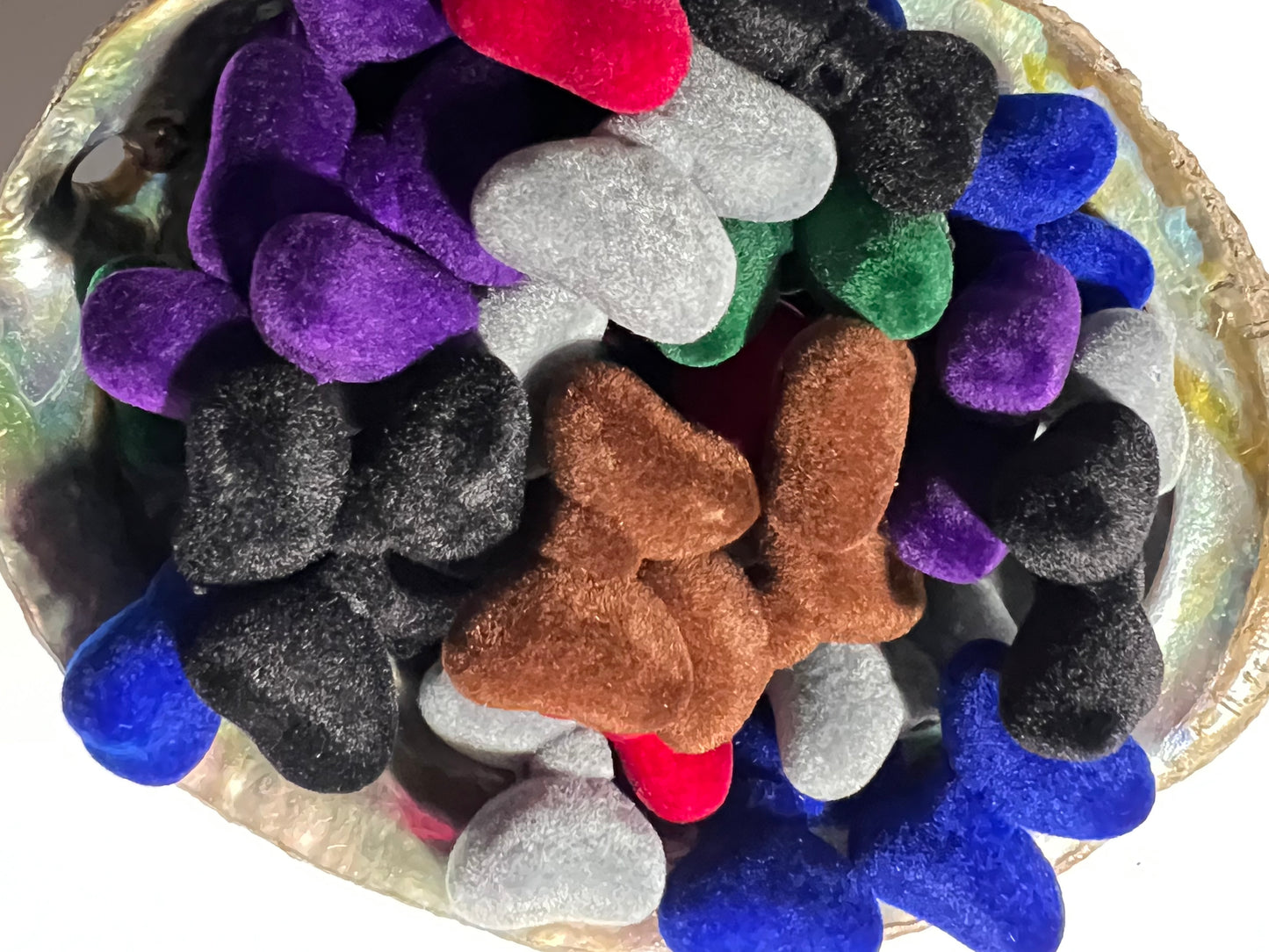 5 PCS- 32mm 3D Dark Multi Color Velvet/Soft Touch Fuzzy Large Bow Beads image 2