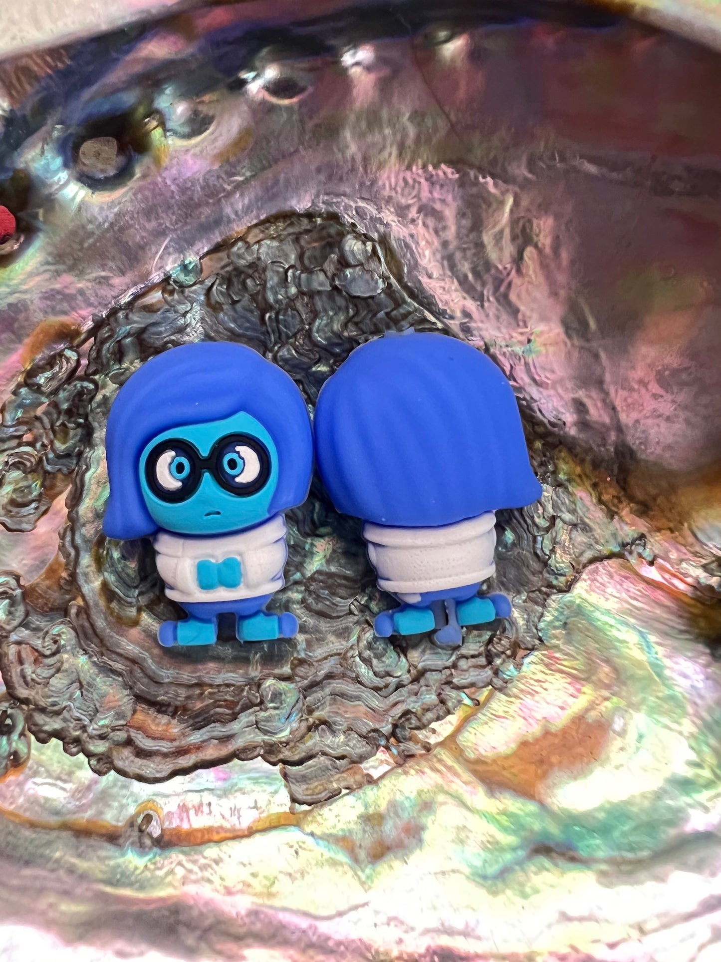 (1)PC- 3D CUTE Standing Blue SAD girl Silicone Focal Bead image 0
