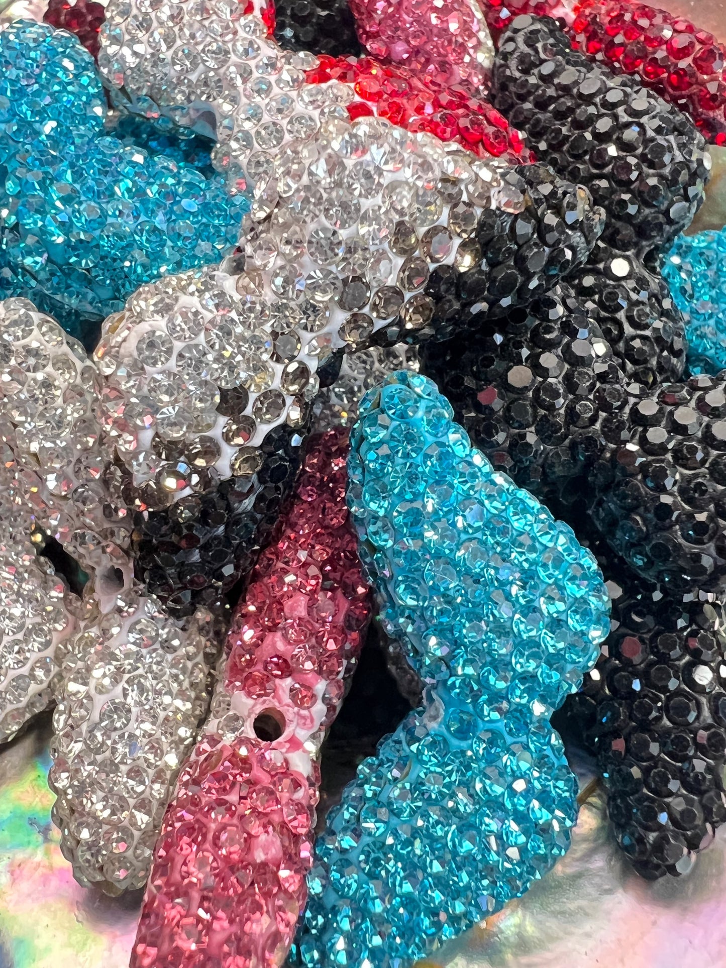 (1)PC- Choose Your Color High Quality Clay Rhinestone Angel Wings Bead image 2