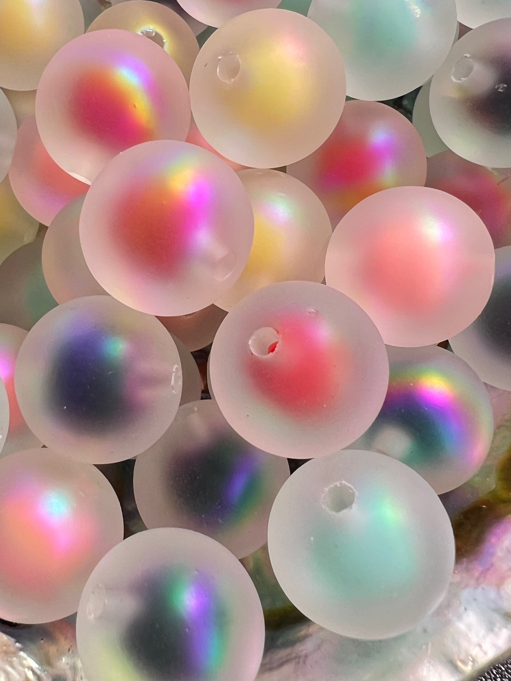 10 PCS- 15mm Matte Double Layer Aura Mix Colors UVAB Opaque Acrylic Beads image 1