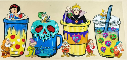 C462- (1PC) SNOW WHITE 16OZ UV DTF Transfer Wrap/Sticker for Cup/Tumbler