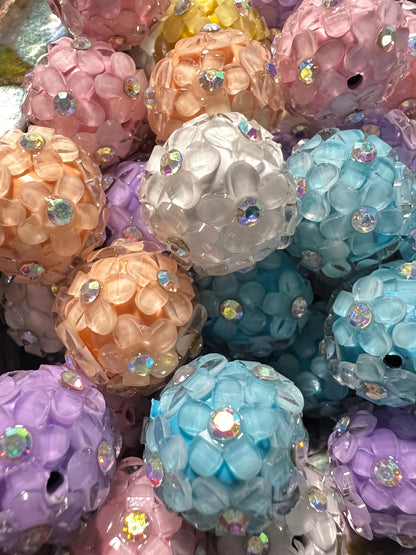 5 PCS- 19mm Fancy Round Mixed Colors Flowers/Rhinestones/Gems/ Clay Bea Beads image 0