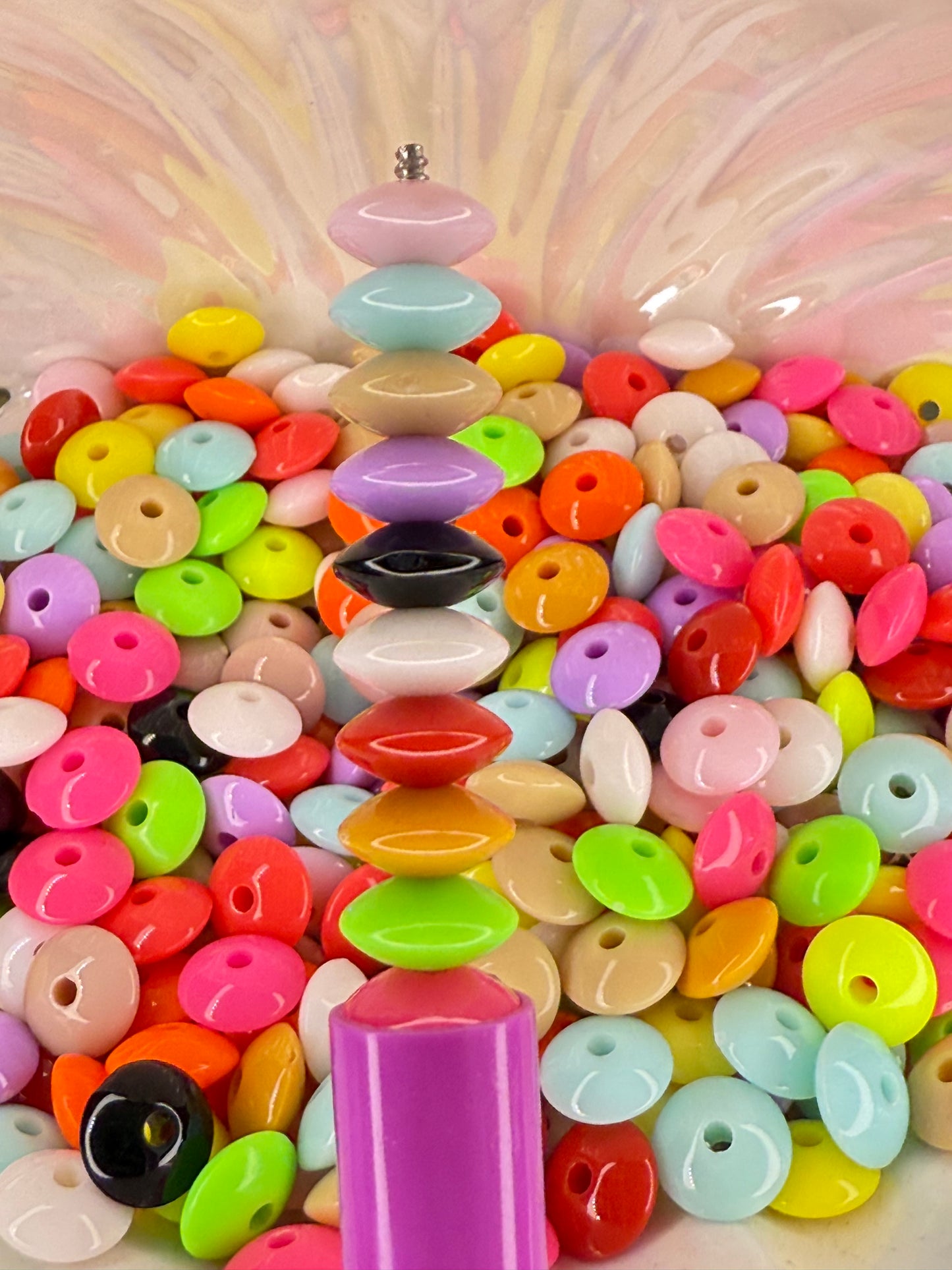 R89-(20PCS) 10mm Multi Color/Bright/Lentils/Spacer/Wheel Plastic Beads for DIY