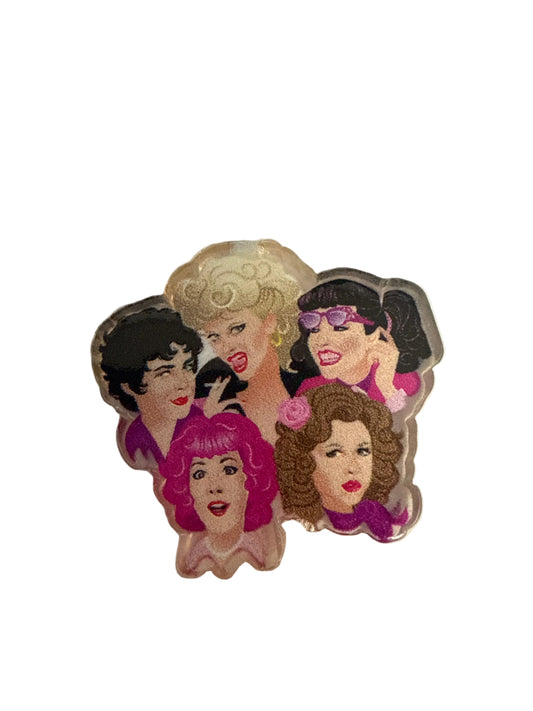 F/ACR53- (2)PCS 1" The Golden Girls Cartoon Characters Acrylic Focal Bead for DIY Pens, Keychains, Wristlets, Cup Charms, Car Charms ETC
