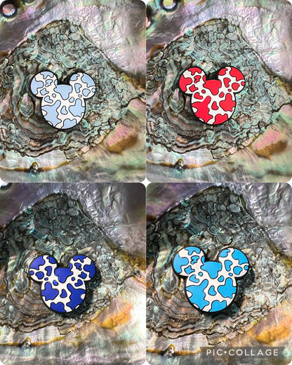 (1)PC- Choose Your Color-  M-i-c-k-e-y- Mouse Head Cow Print Focal Beads image 0