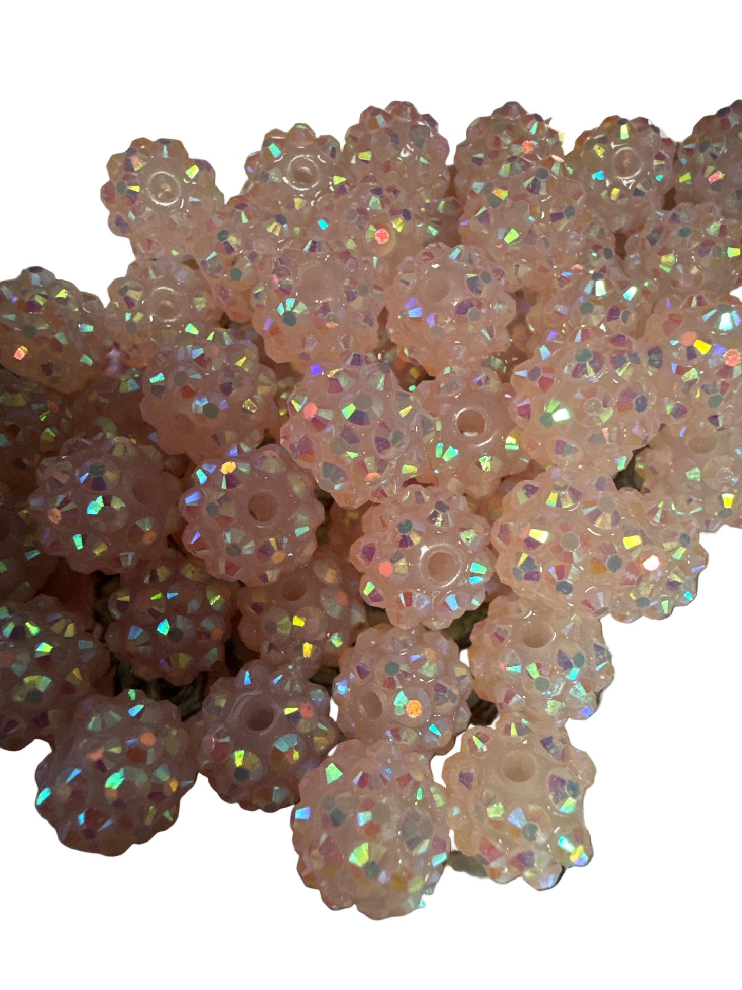 R168- (10PCS) 11mm LIGHT PINK AB Acrylic Rhinestone Beads For DIY