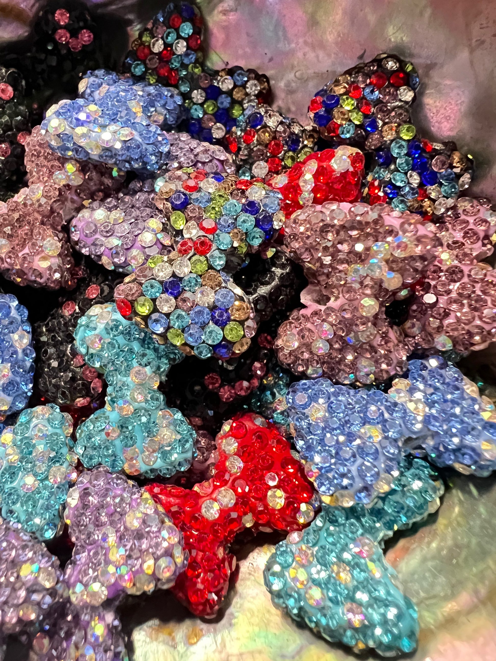 (1)PC- Choose Your Color- 20MM High Quality Clay Rhinestone BOW Bead image 1