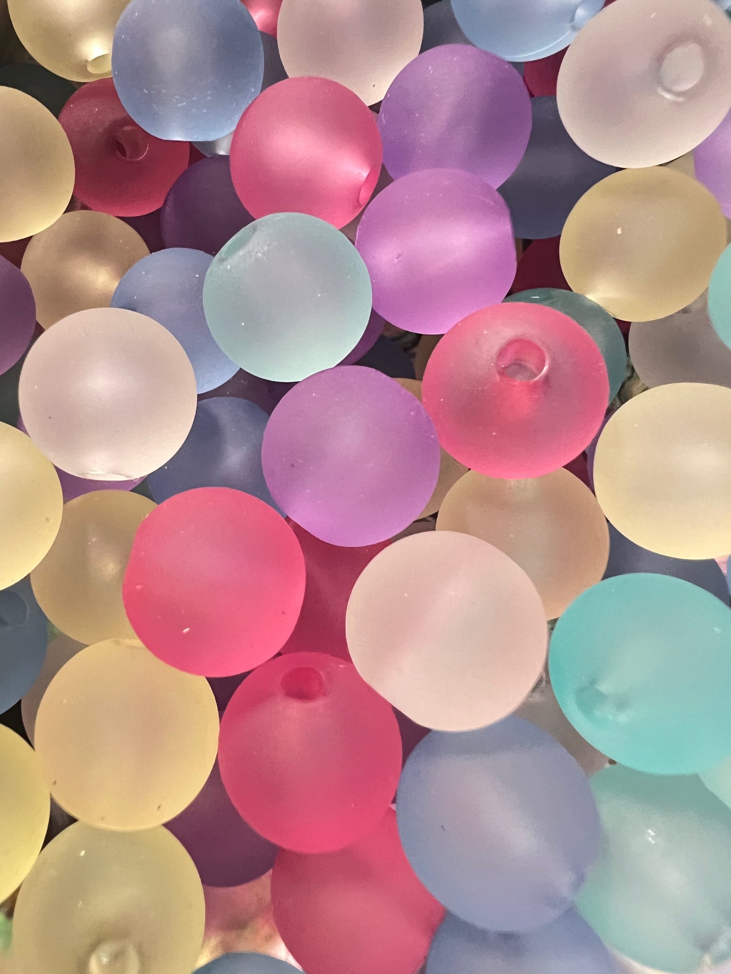 10 PCS- 11mm Round Multicolor Matte Translucent Silicone Touch Acrylic Beads image 0