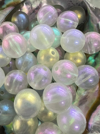 10 PCS- 15mm Clear W/Pastel Shimmer Transparent  Galaxy Acrylic Beads image 2