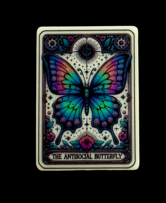 F/BW38- (1)PC 1.1" The ANT! SOC!AL BUTTERFLY C@rd Focal Bead for DIY Keychains, Wristlets, Cup Charms, Car Charms ETC