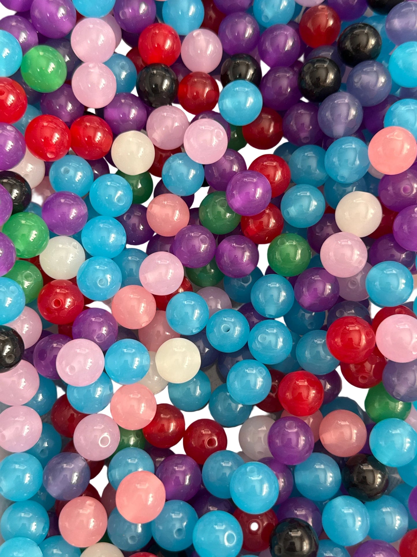 JB1- (10PCS) 15mm Mixed Bright Jelly Colors UVAB Round Opaque Acrylic Beads